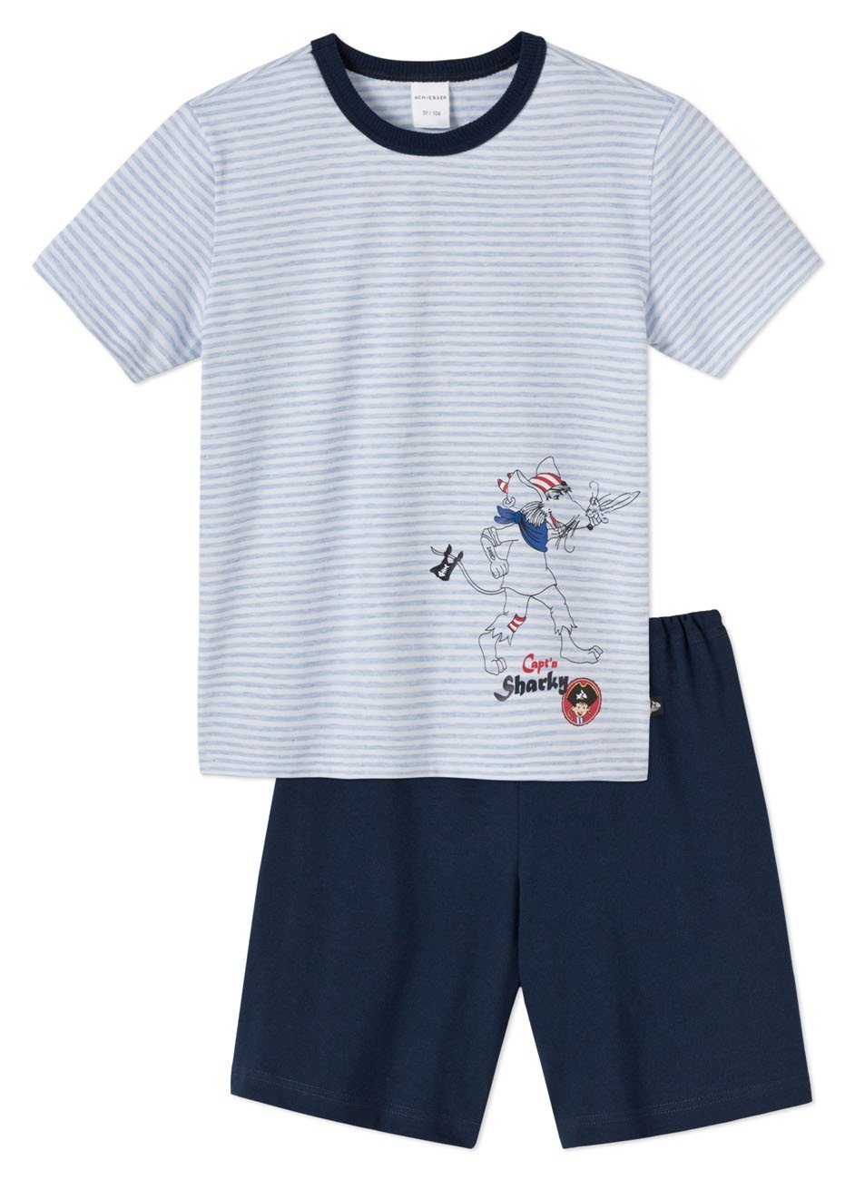 Schiesser Schlafanzug 2 Shorty Sharky (Set, Schlafanzug Rundhals Capt´n tlg., Baumwolle Pyjama Set) Jungen