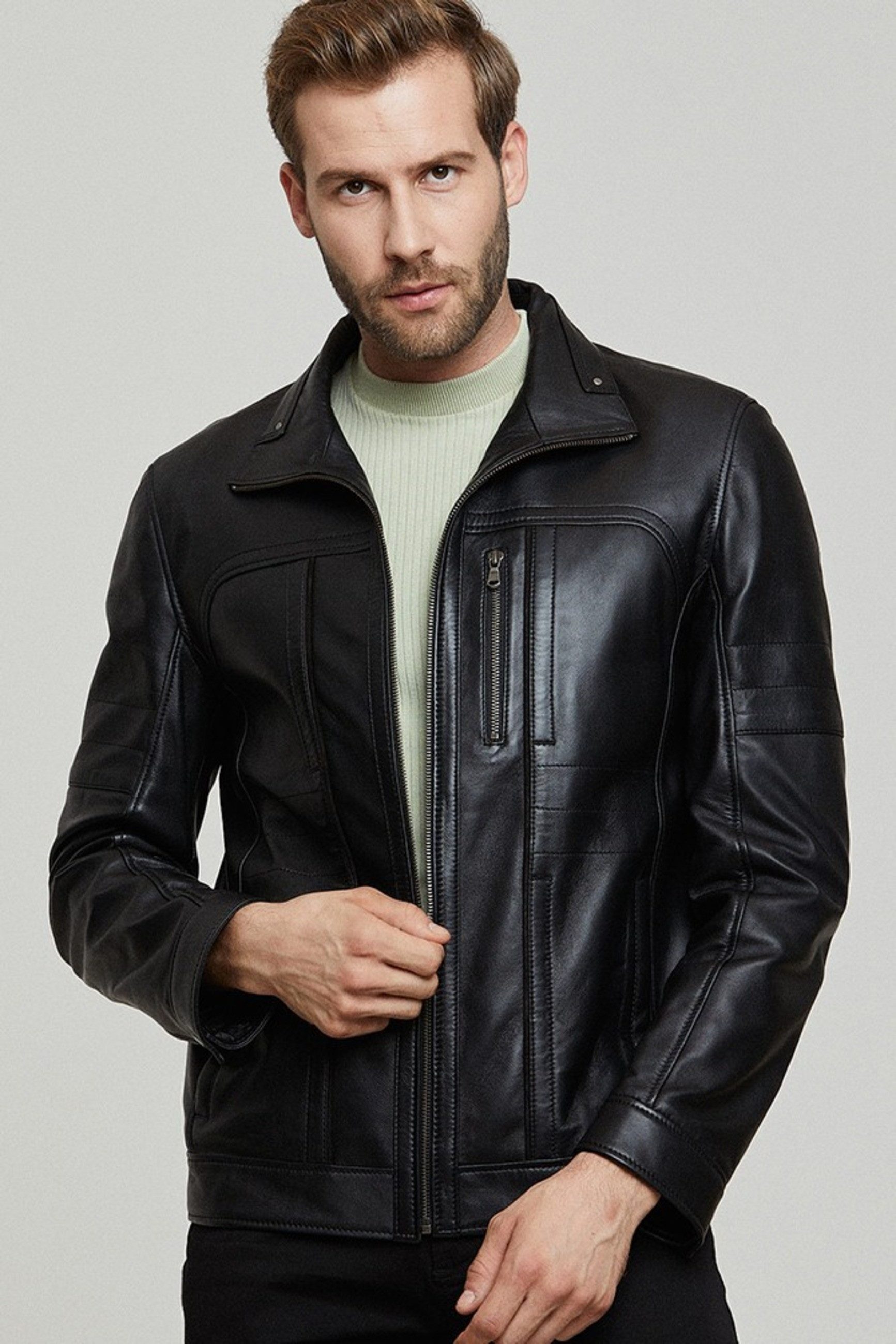 Derimod Lederjacke Bruno Lederjacke Regular Fit, Reißverschluss, Umlegekrag günstig online kaufen