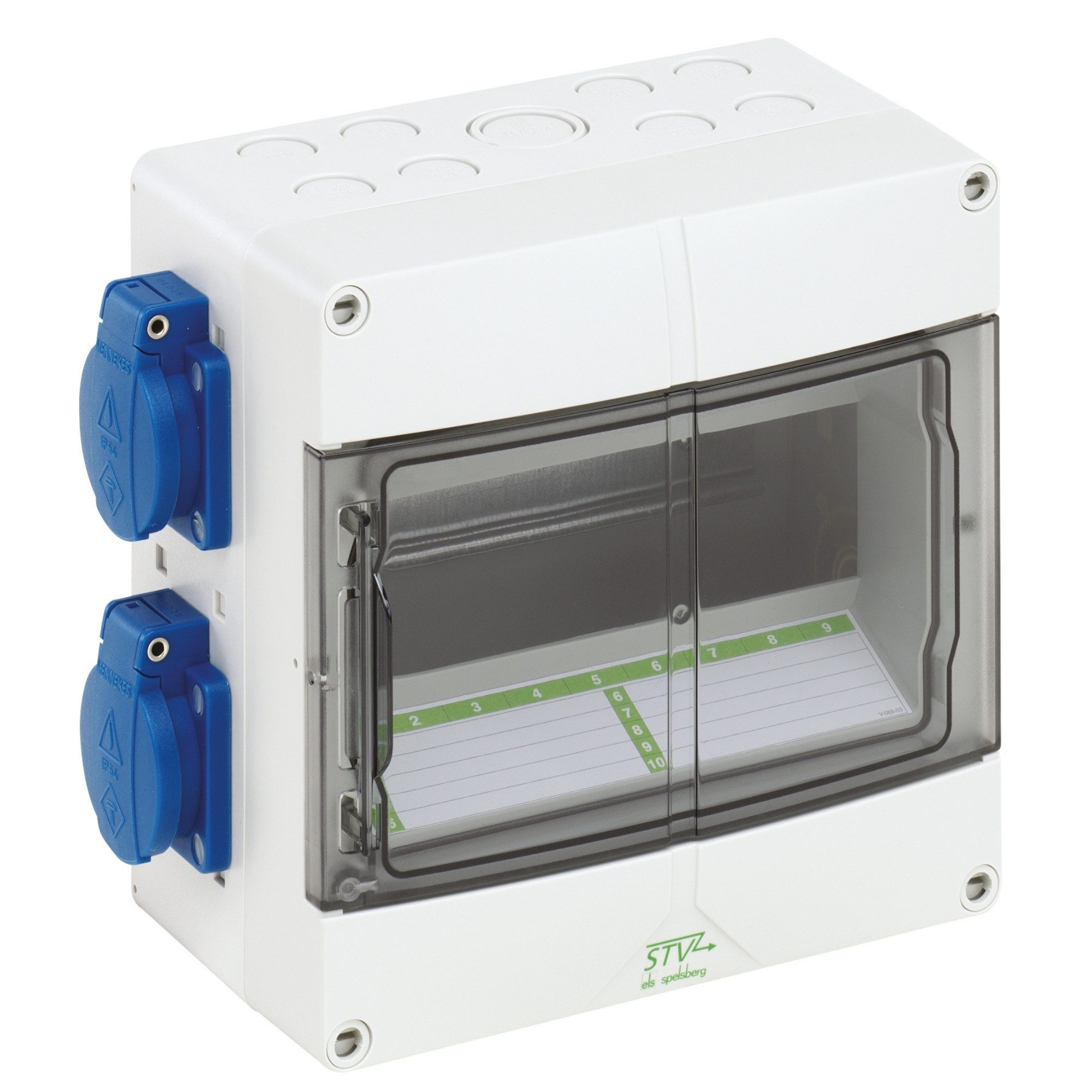 SPELSBERG Verteilerbox STV 904-S, Steckdosenkombination für Industrie, vorverdrahtet, IP54, 4x SCHUKO