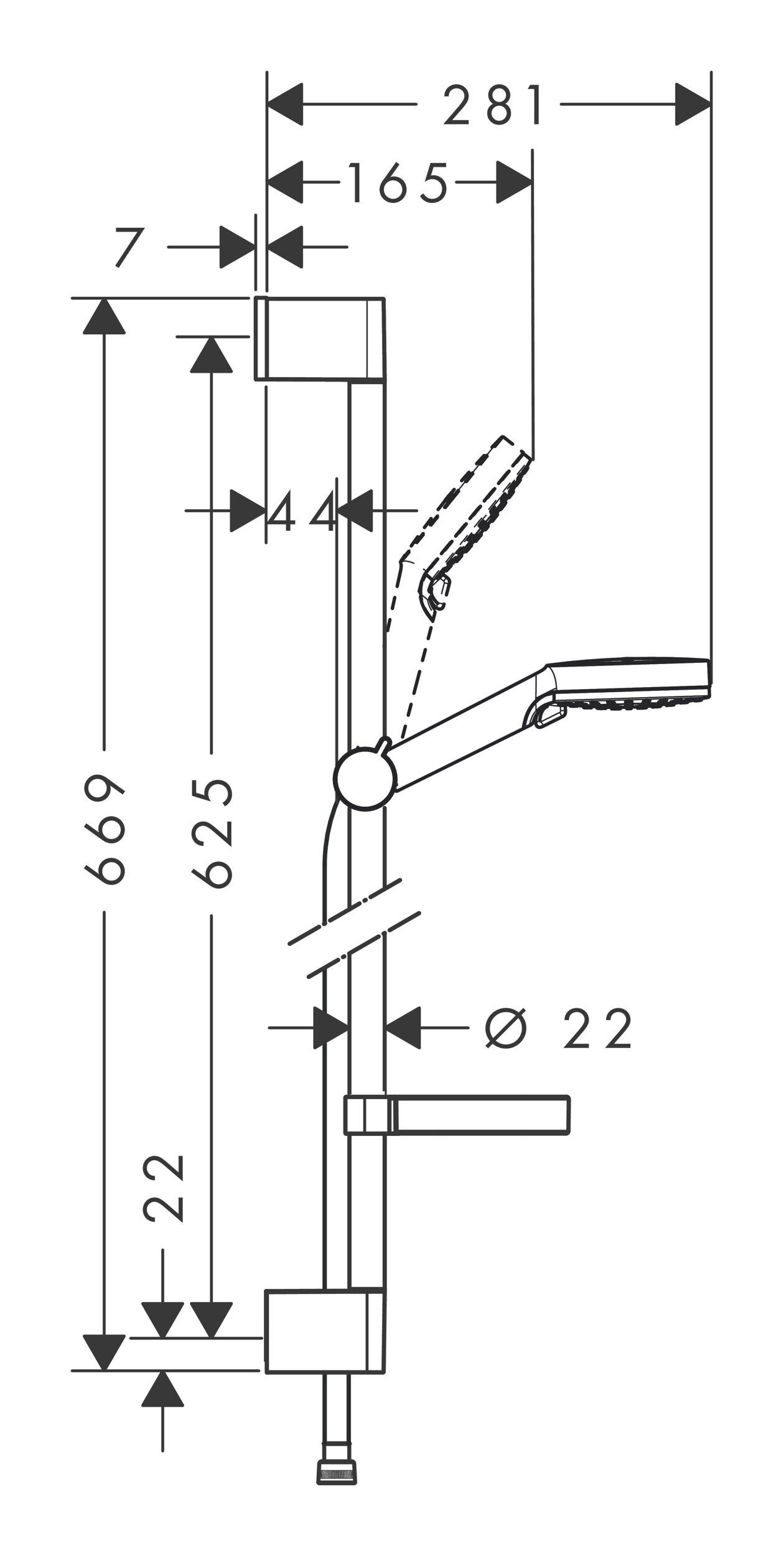 Stangenbrause-Set cm, - Mit Vario, Strahlart(en), 650 2 66.9 Weiß Brausestange und / Chrom mm Höhe Crometta 100 Seifenschale hansgrohe