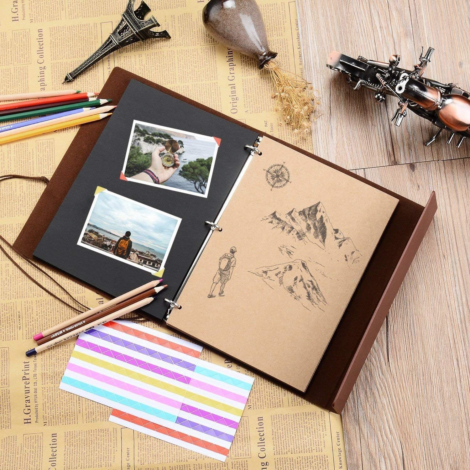 FELIXLEO Fotoalbum Fotoalbum zum Selbstgestalten 60 Seiten 22x18cm Vintages Gästebuch (1-St)