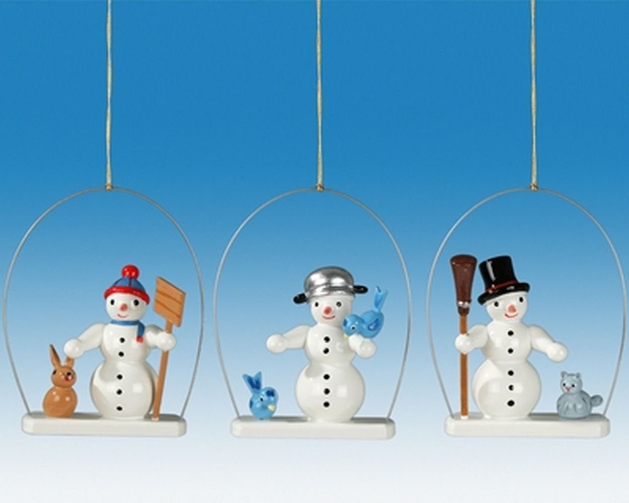 Schneemann Baumbehang Schneemann im Ring 3tlg. Höhe 6,5cm NEU