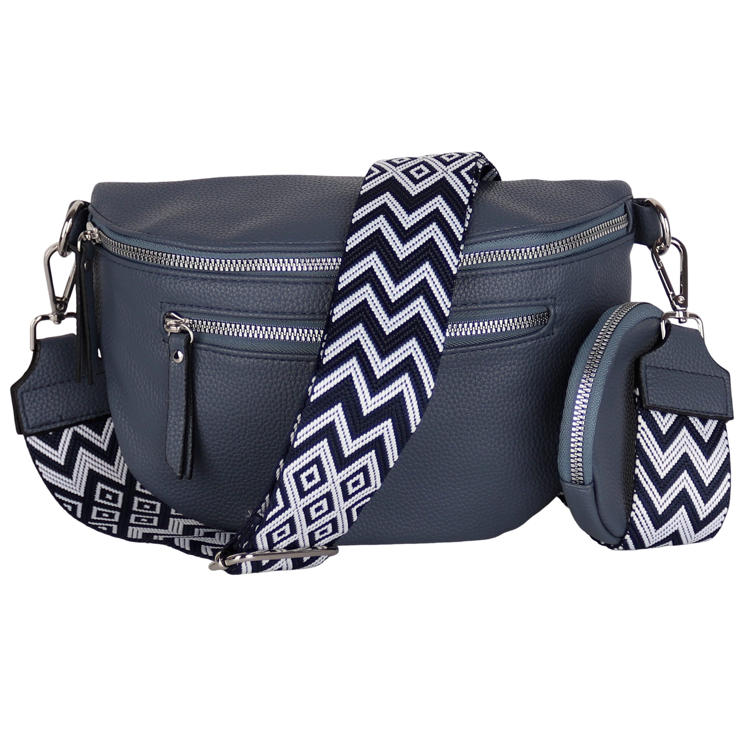 MIRROSI Bauchtasche Damen Taschen, Umhängetasche, Brusttasche, 27x19x9cm Veganes Leder (Schultertasche für jeden Anlass, inkl.1x Münzbeutel), Crossbody Bag, Bohemian gemusterten& verstellbaren Schulterriemen