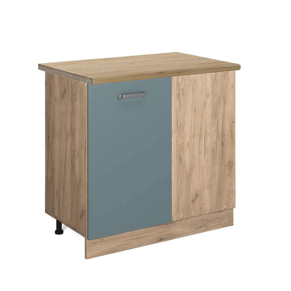 Vicco Eckunterschrank R-Line Blau-Grau/Goldkraft Eiche 86 cm AP Anthrazit günstig online kaufen