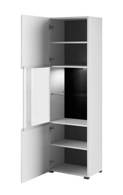 99rooms Vitrine Kariba (Standvitrine, Stauraumvitrine) 1-türig, Glaselemente, aus Holzwerkstoff, Modern Design