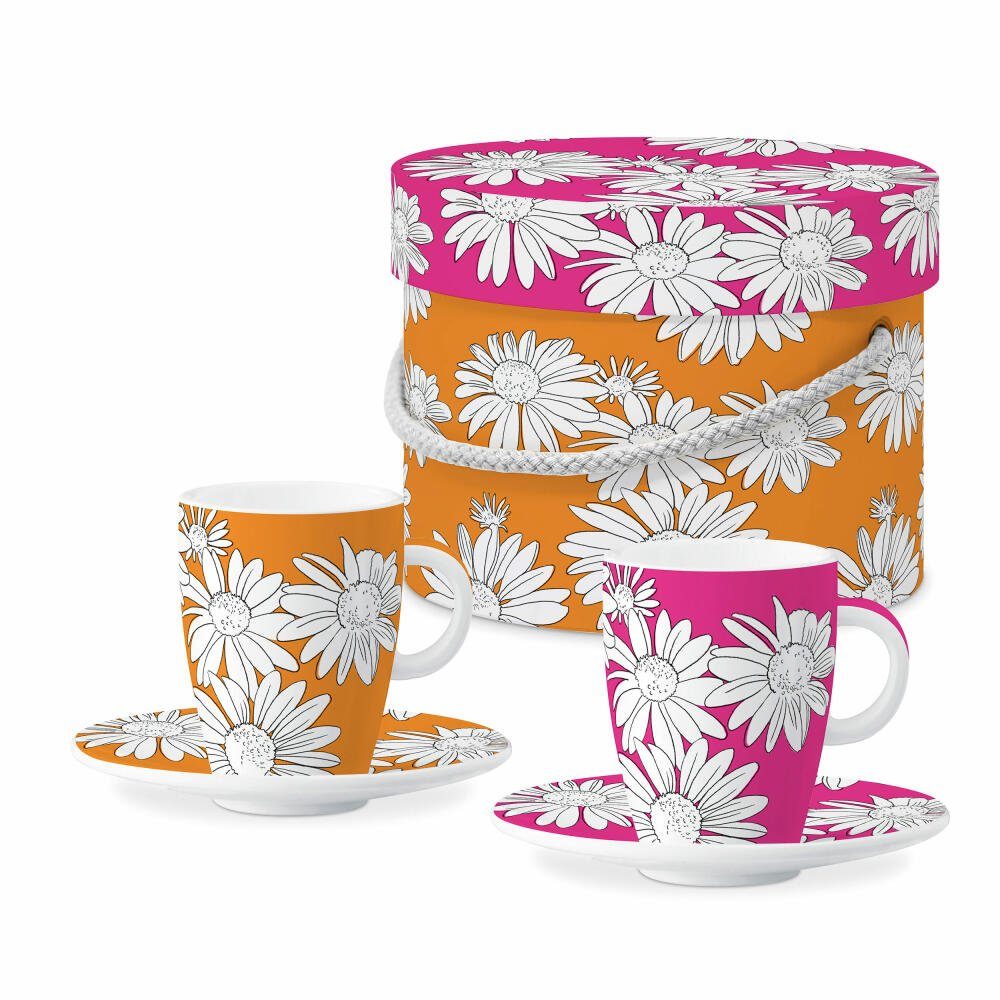 PPD Espressotasse Peggy pink and orange E-Cup 2er Set 80 ml, New Bone China