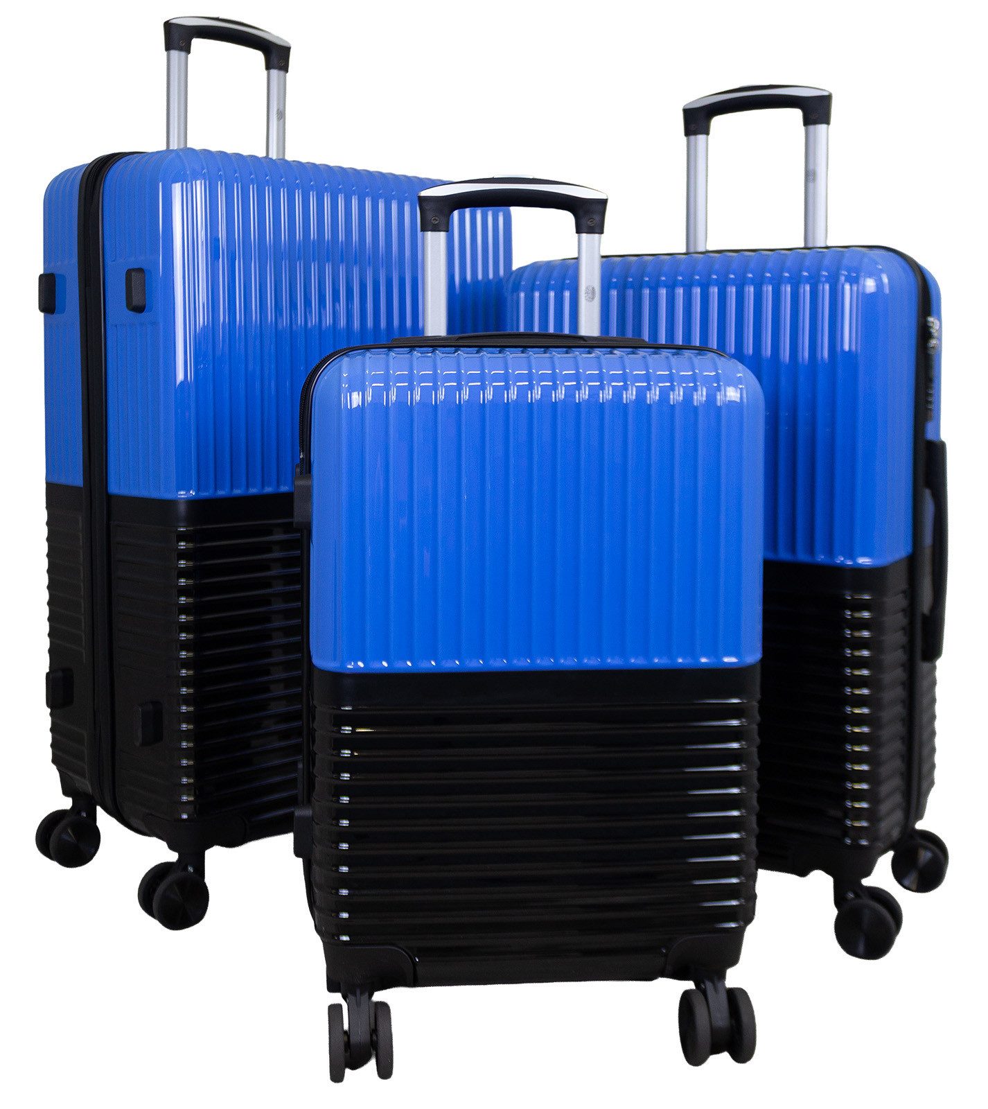 Warenhandel König Trolleyset Riga, 4 Rollen, (Gr. M, L und XL, 3 tlg., Hartschalen Trolley Set), Zweifarb-Optik mit glänzender Oberfläche