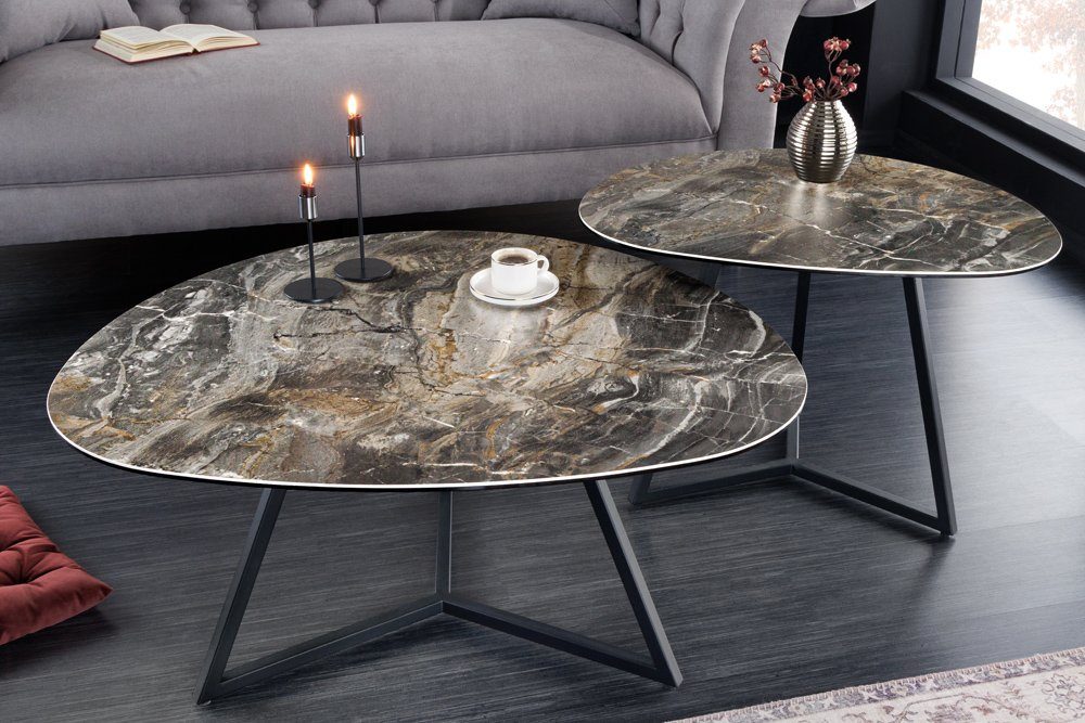 riess-ambiente Couchtisch MARVELOUS 70cm taupe / schwarz (Einzelartikel, 1-St), Wohnzimmer · Keramik · Glas · Metall · Marmor-Design – Bild 5 von 5