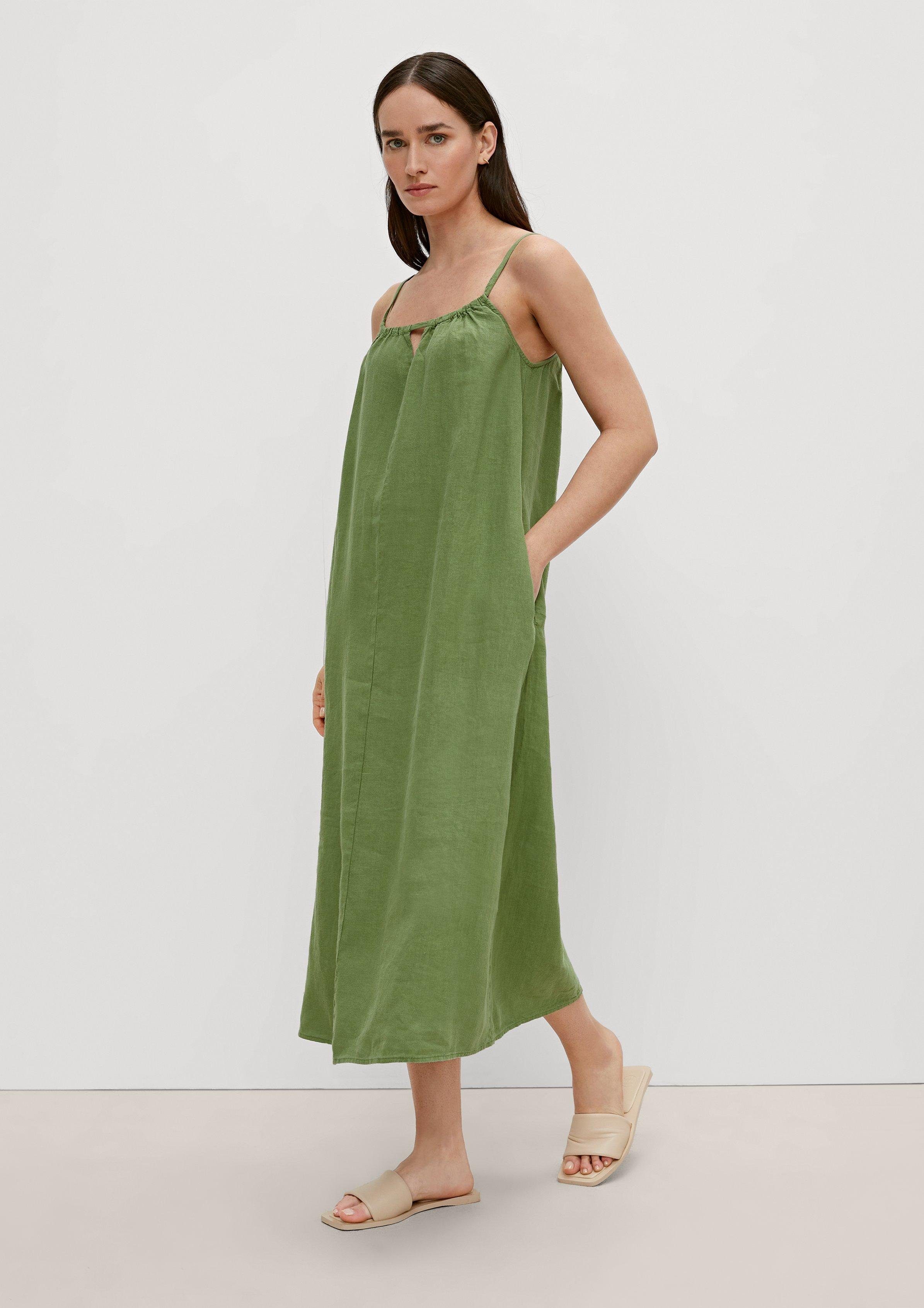 Schleife Minikleid green aus Leinen Comma bright Kleid