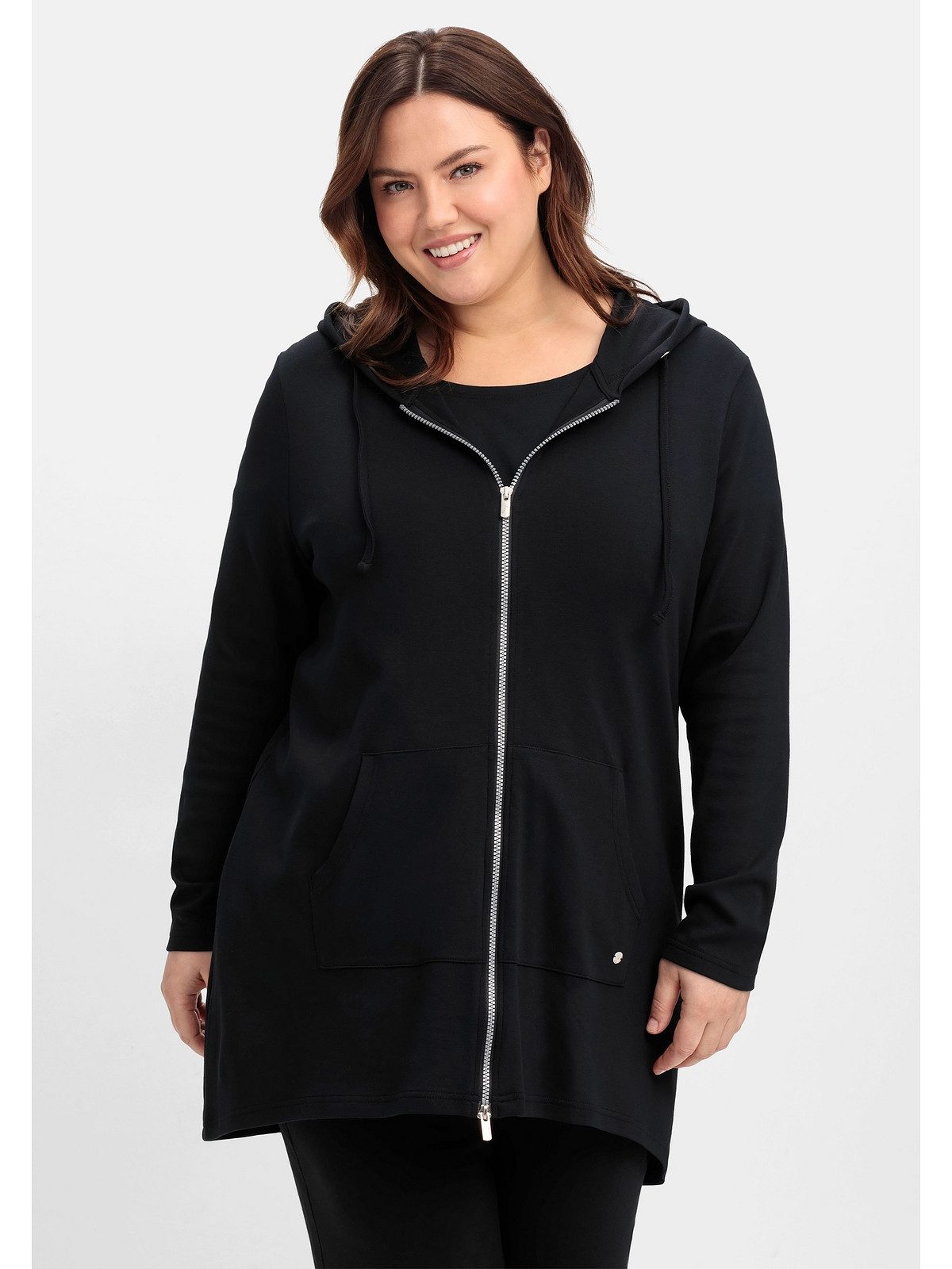 Sheego Sweatjacke Große Größen in Longform, aus weicher Interlockqualität