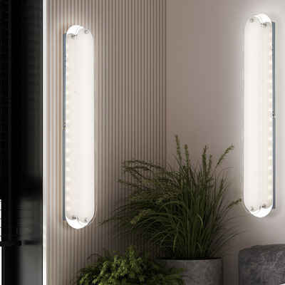 Globo LED Wandleuchte, LED-Leuchtmittel fest verbaut, Warmweiß, Wandleuchte Wandlampe Wohnzimmerleuchte Glas teilsatiniert Chrom 2x