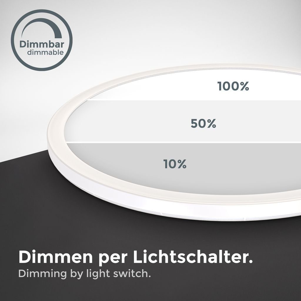 B.K.Licht Deckenleuchte Deckenlampe Ultraflach Backlight 4000K 22W 3000lm - BKL1312, LED fest integriert, Neutralweiß, Memory indirektes Licht Weiß 420x29mm (DxH) IP20
