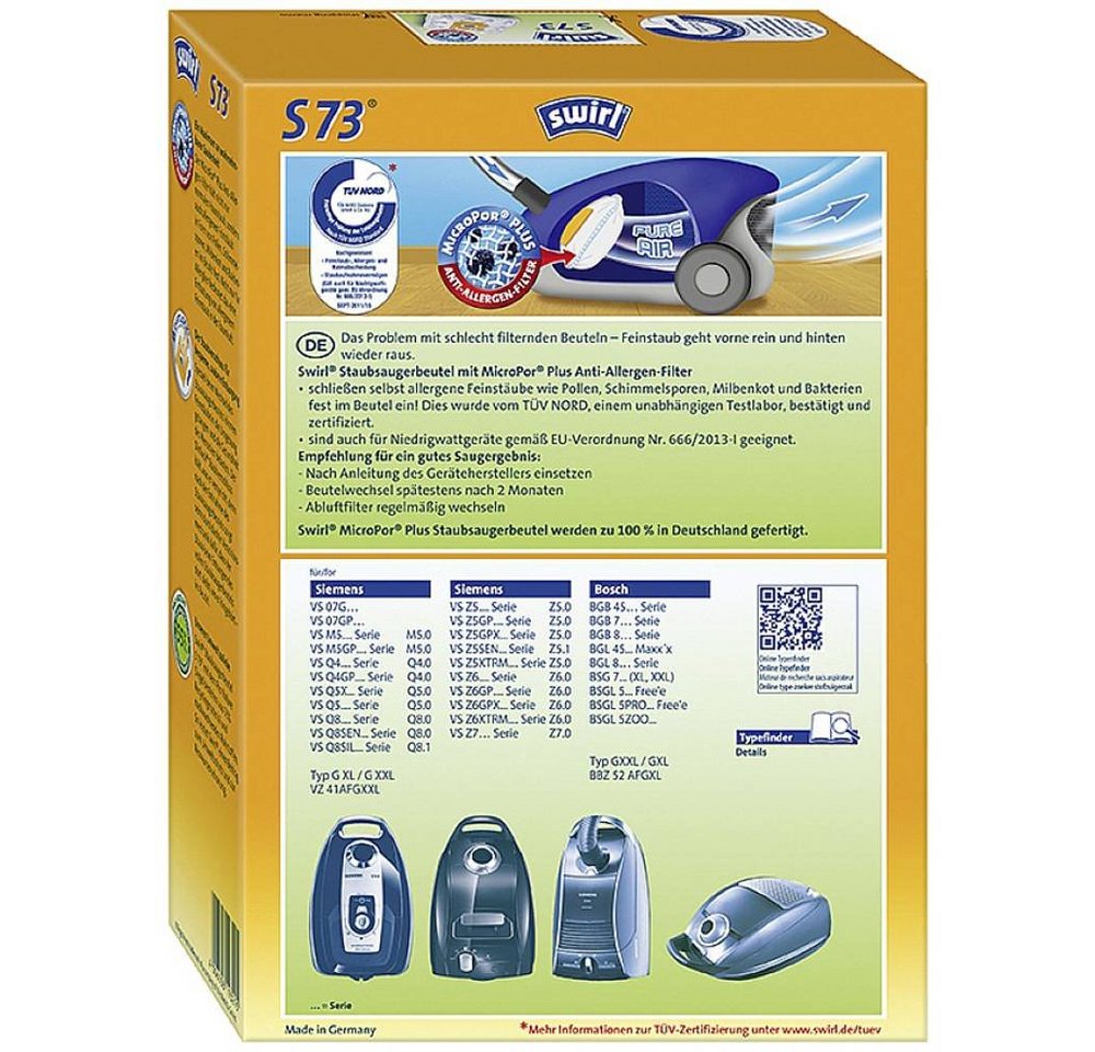 Thumbnail - Swirl Staubsaugerbeutel ® S 73 Staubsaugerbeutel für Siemens und Bosch