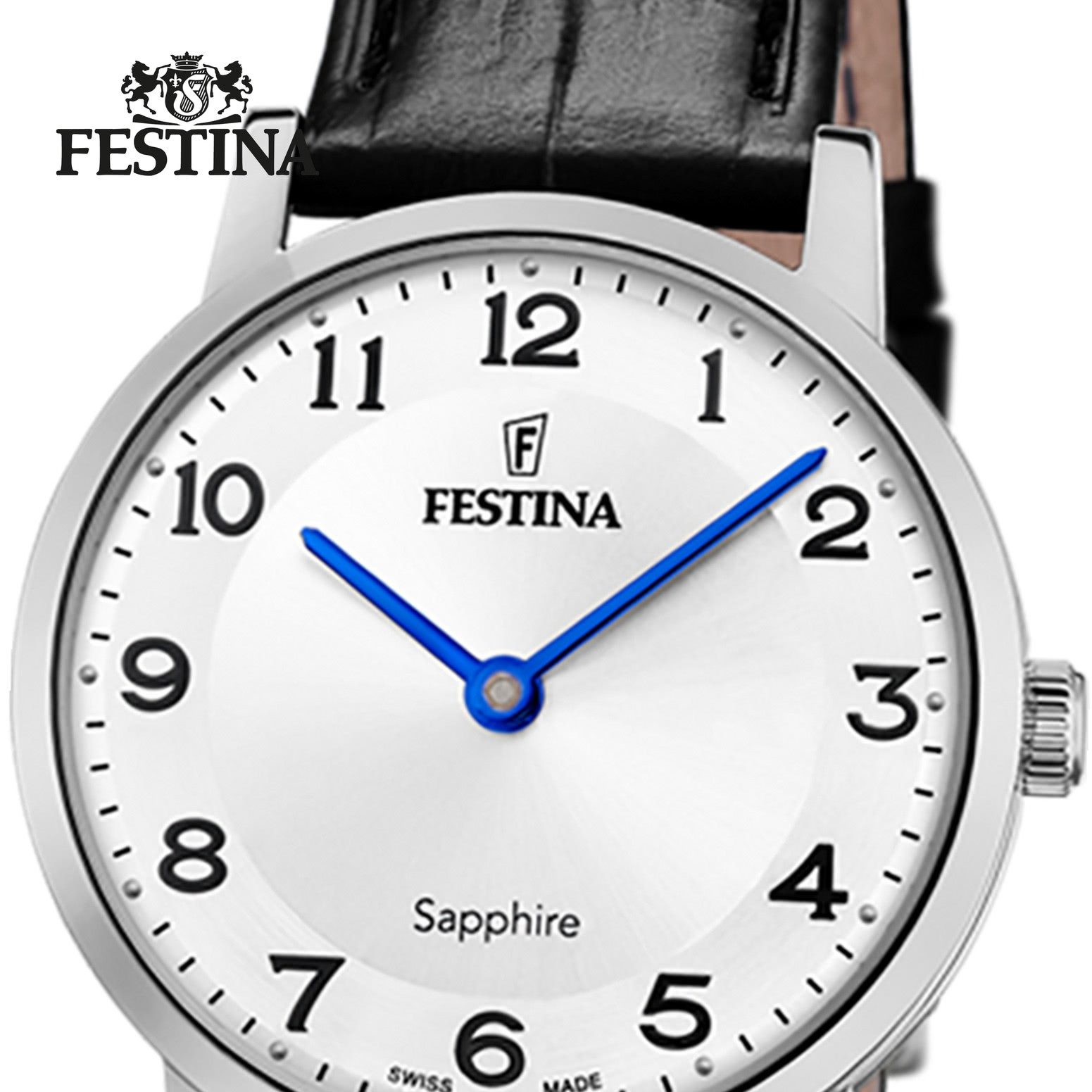 Festina Quarzuhr Festina Damenuhr Leder schwarz Festina, (Analoguhr), Damen Armbanduhr rund, Lederarmband schwarz, Elegant