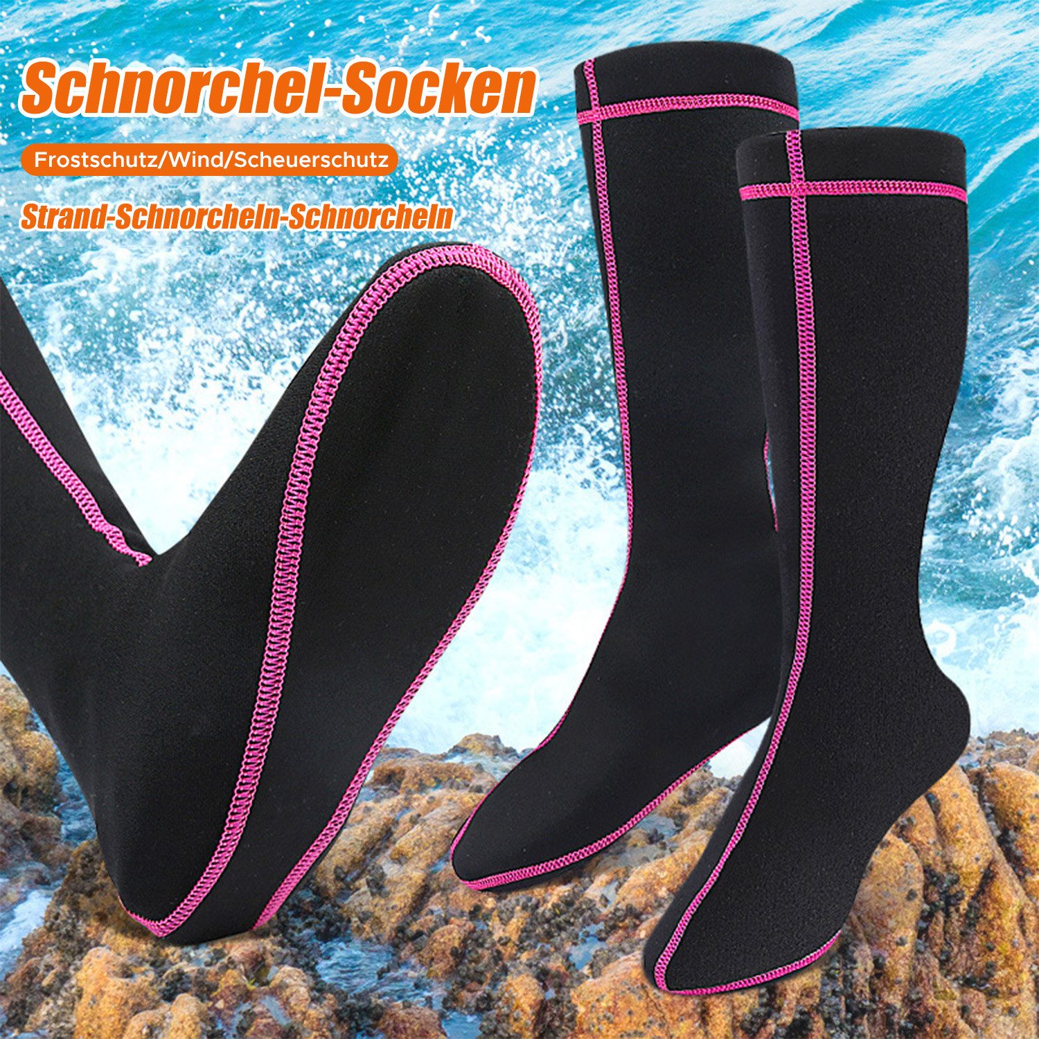 Refttenw Neoprensocken 2mm Lange Tauchen Socken,Strandsocken,Beachsocken,Verschleißfest,2-st
