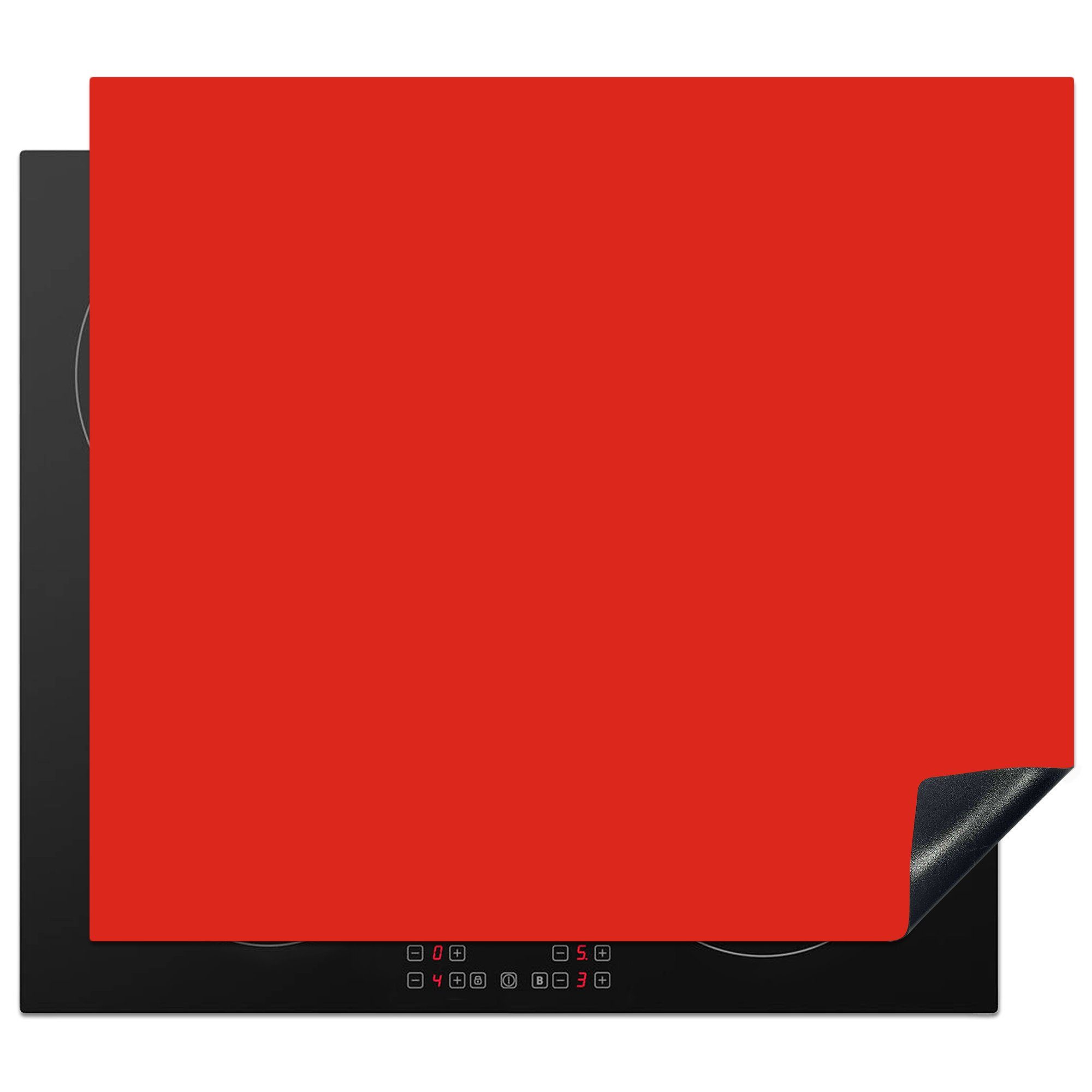 (1 Farbe 59x52 für Induktionsmatte Rot Vinyl, - küche, die tlg), cm, Einfarbig, Herdblende-/Abdeckplatte MuchoWow - Ceranfeldabdeckung