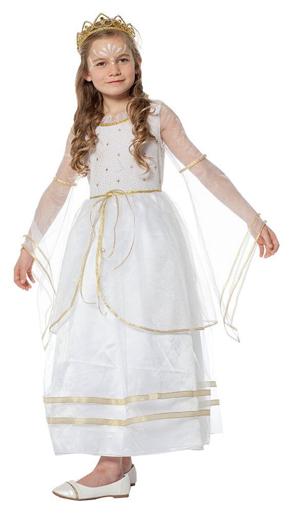 Engel Kostüm Für Mädchen - Weiß-Goldenes Kleid Mit Flügeln & Heiligenschein, Karneval & Weihnachten