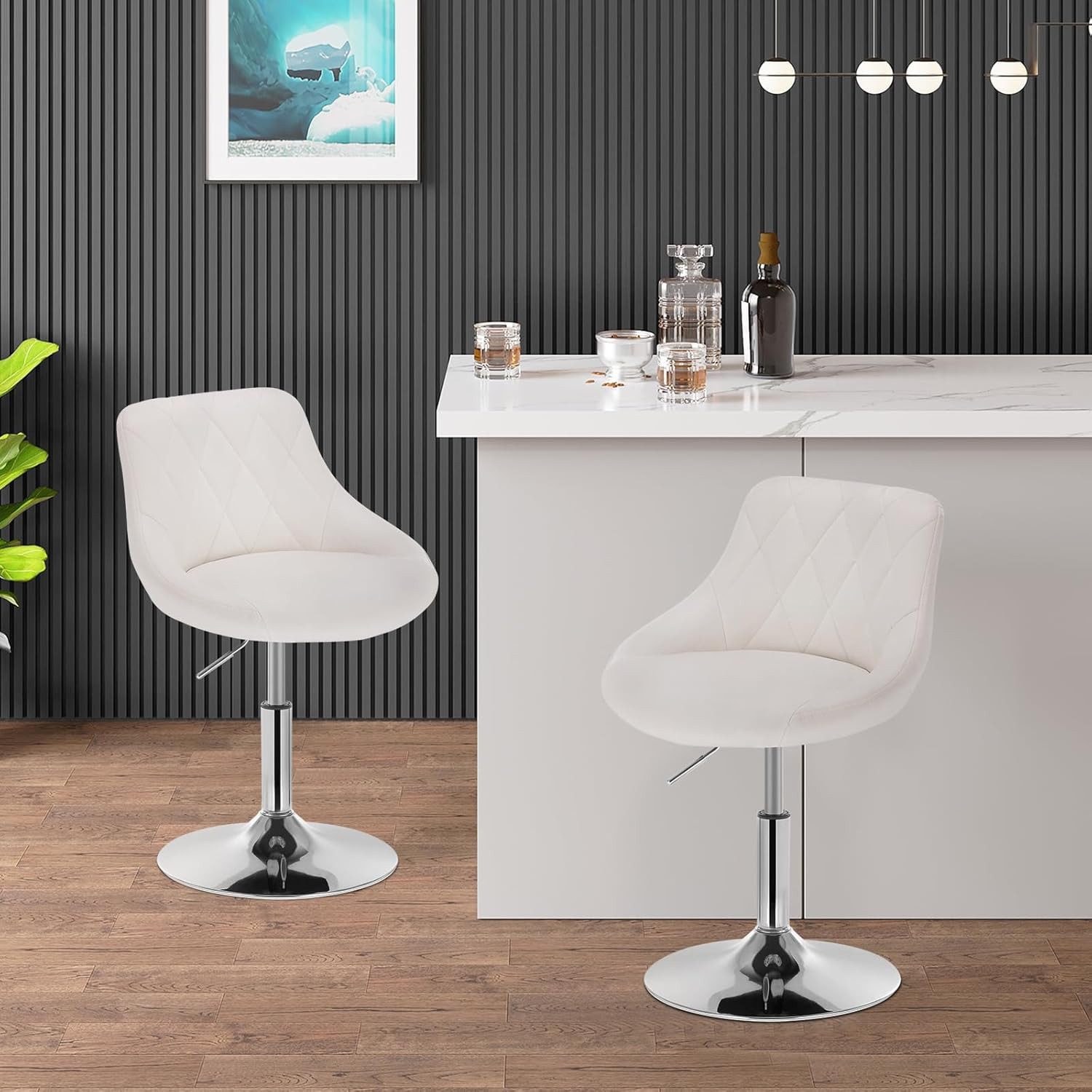 Woltu Barhocker (4 St), Verstellbarer Sitzhocker Stuhl aus Kunstleder