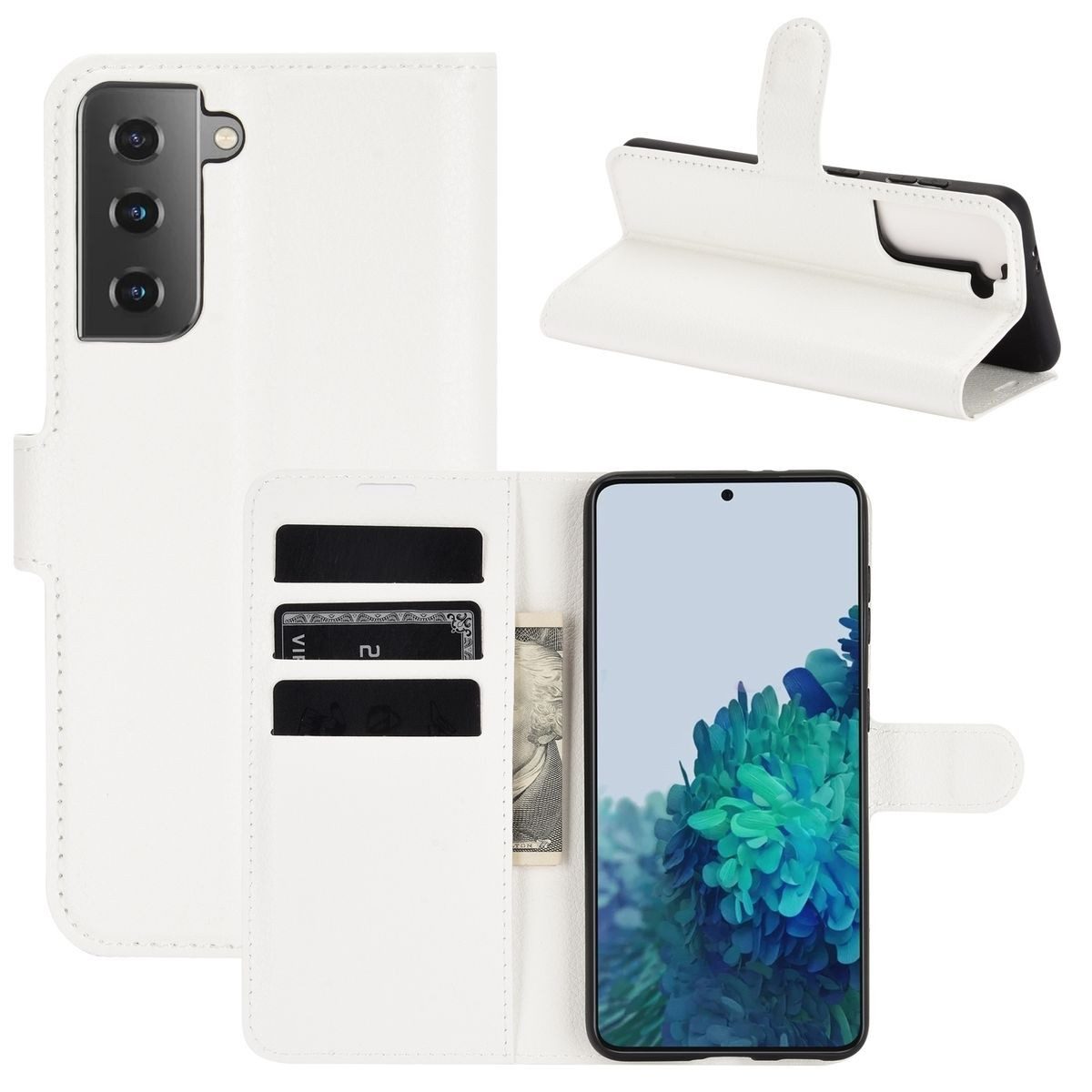 König Design Handyhülle Samsung Galaxy S21, Schutzhülle Schutztasche Case Cover Etuis Wallet Klapptasche Bookstyle
