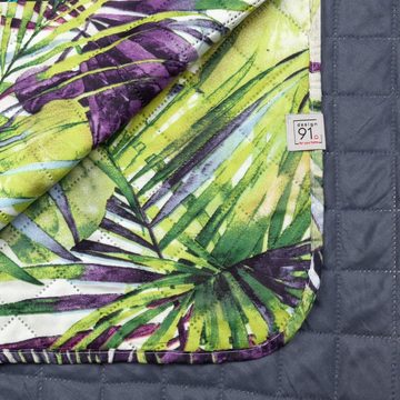 Tagesdecke Tropical, Design91, Palmen Muster Grüne Blätter Papagei Dschungel Motiv