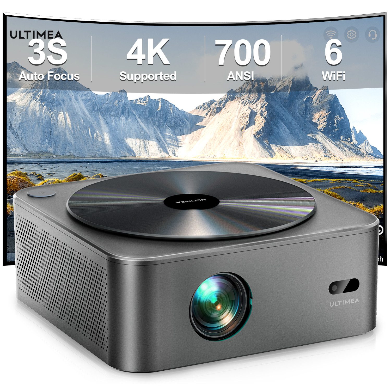 Ultimea Apollo P40 Full HD Native 1080P Beamer (21000 lm, 15000:1, 1920 x 1080 px, Autofokus & ±50° Autotrapezkorrektur,5G WiFi Bluetooth Beamer)