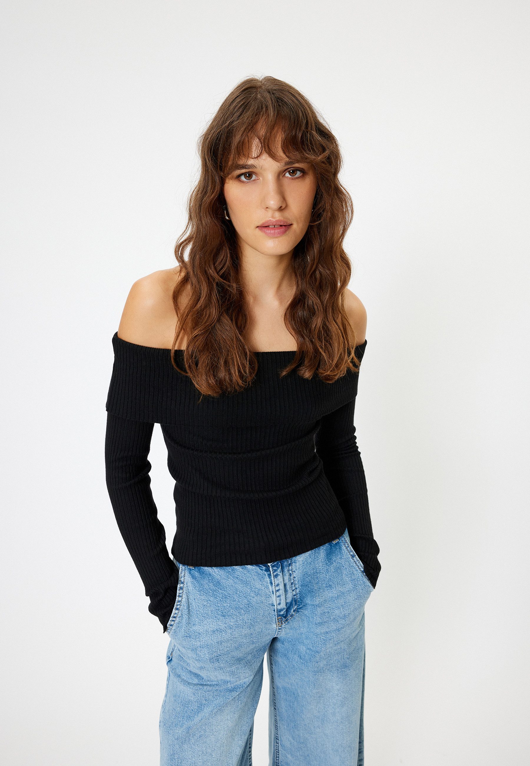 Koton Strickpullover Halb Schulterfrei Regular