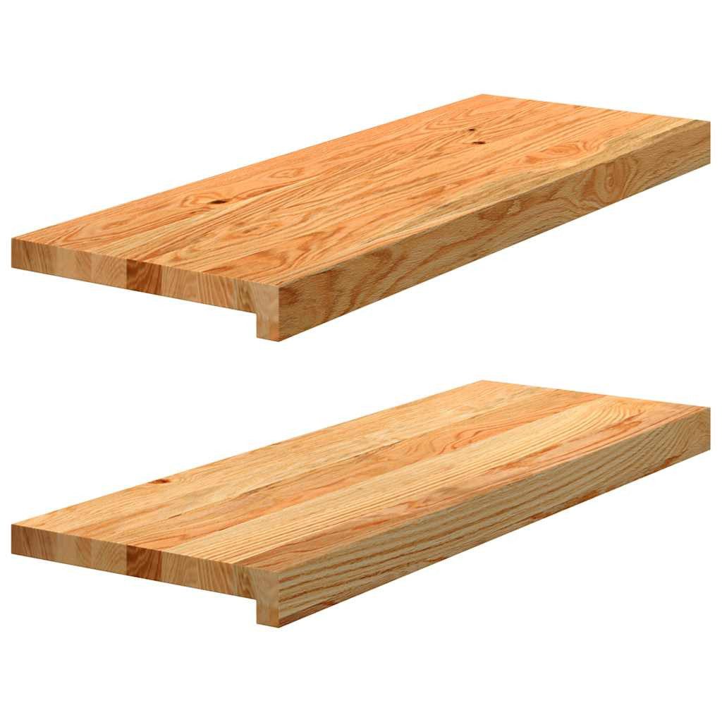 vidaXL Stufenmatte Treppenstufen 2 Stk Hellbraun 70x30x2 cm Massivholz Eiche