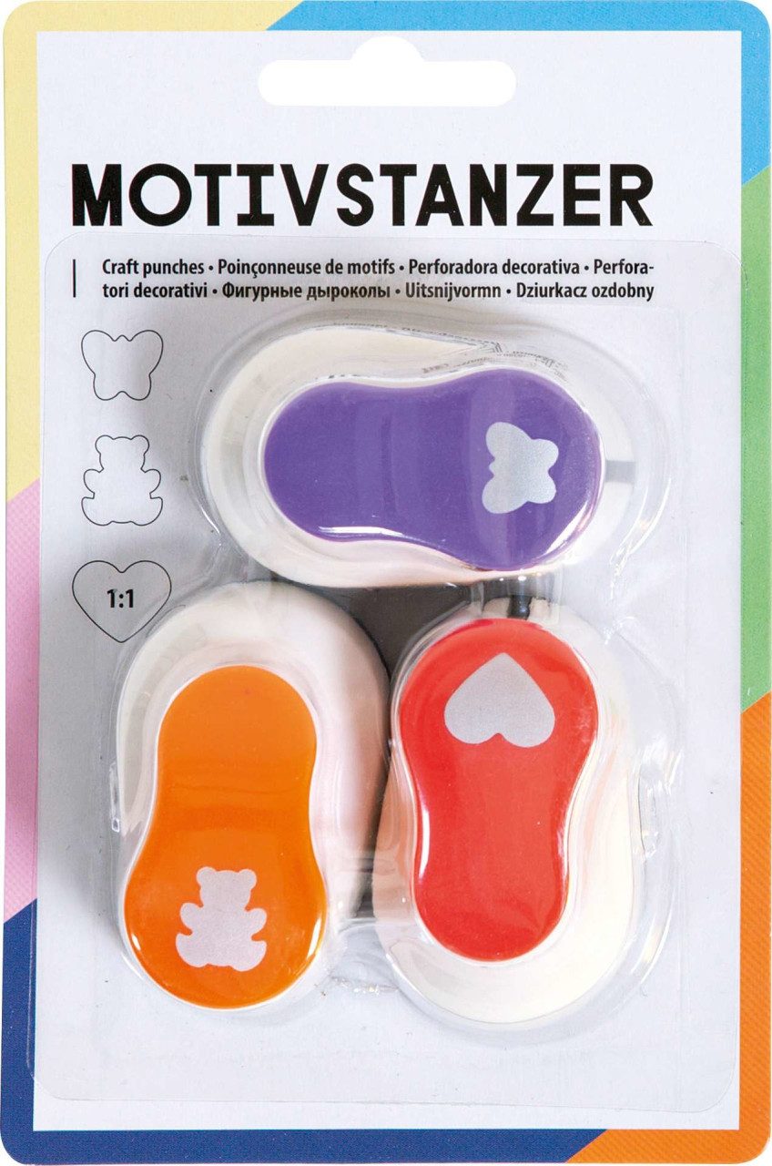 Glorex Bastelnaturmaterial Motivstanzer Ganzjahresmotive Set 1 - 3 Stück