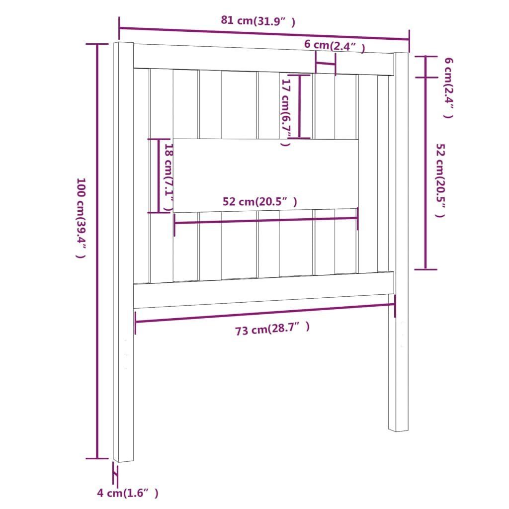 Massivholz cm Kopfteil Kopfteil (1 Kiefer, vidaXL St) Natur 81x4x100