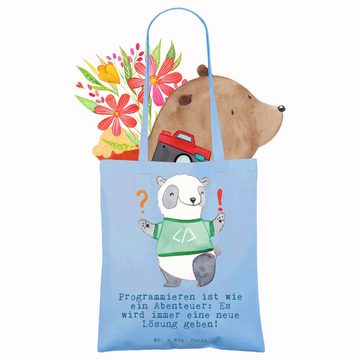 Mr. & Mrs. Panda Tragetasche Panda Programmierer Abenteuer - Sky Blue - Geschenk, Abschied, Arbeit (1-tlg), Design-Highlight