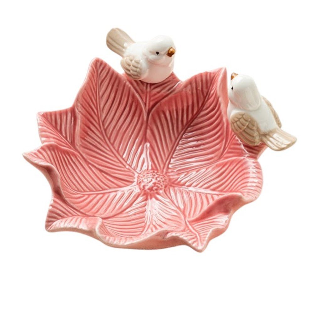 Dark-Desires Dekoschale Romantische Keramik-Schale mit Vögeln - Rosa klein