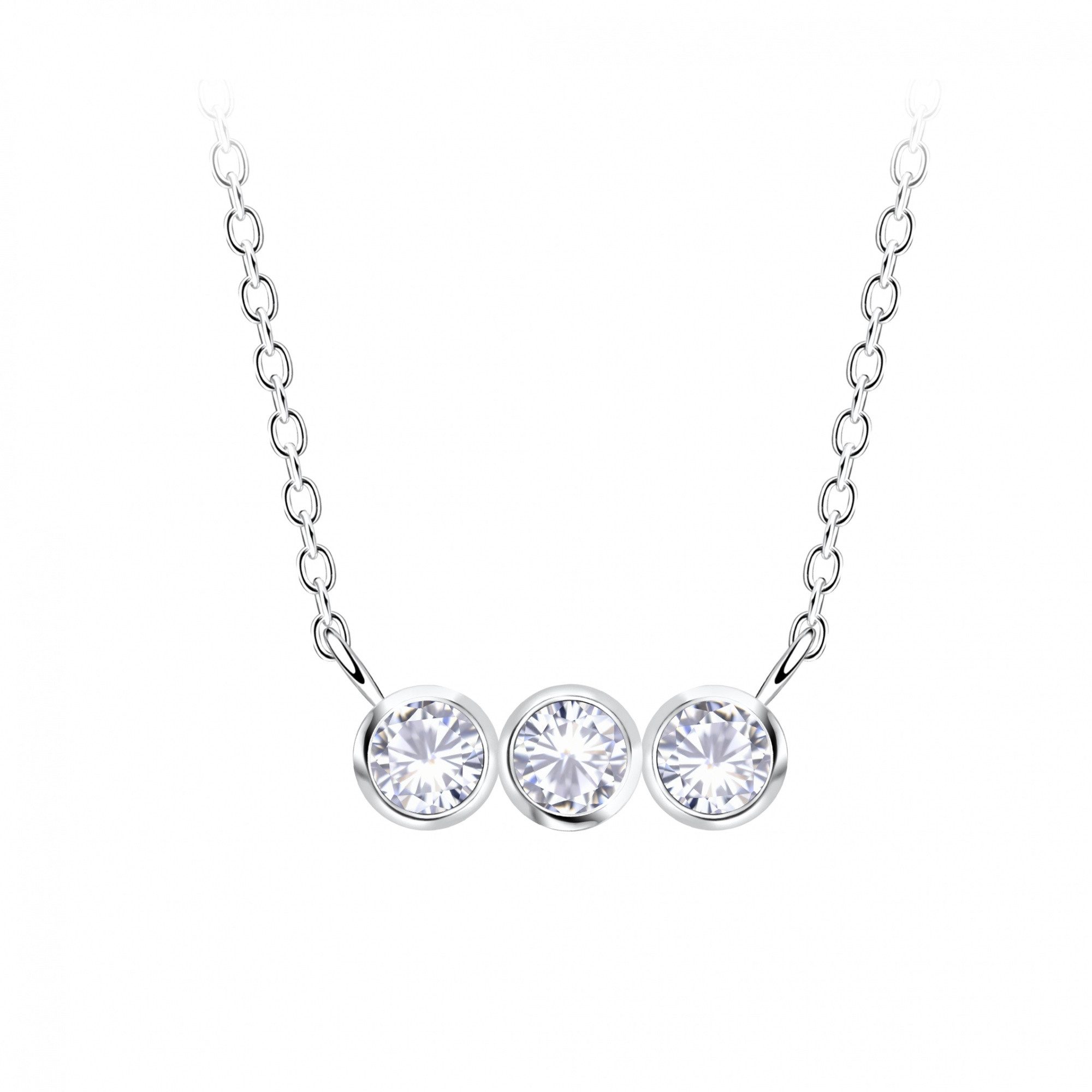 Kette mit Anhänger SOLITÄR TRIPLE ZIRKONIA weiß