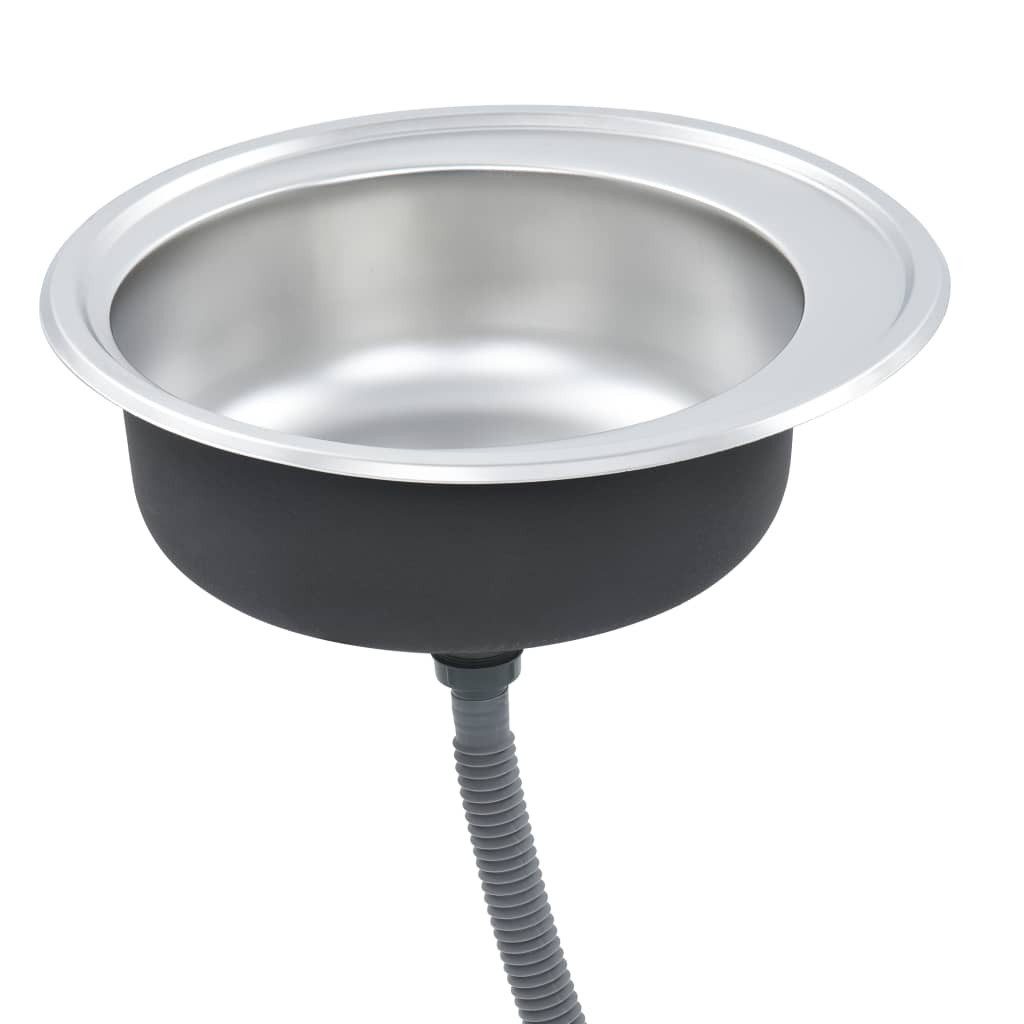 vidaXL Küchenspüle Küche Spülbecken Einbauspüle mit Sieb und Siphon Edelstahl, 0/0 cm