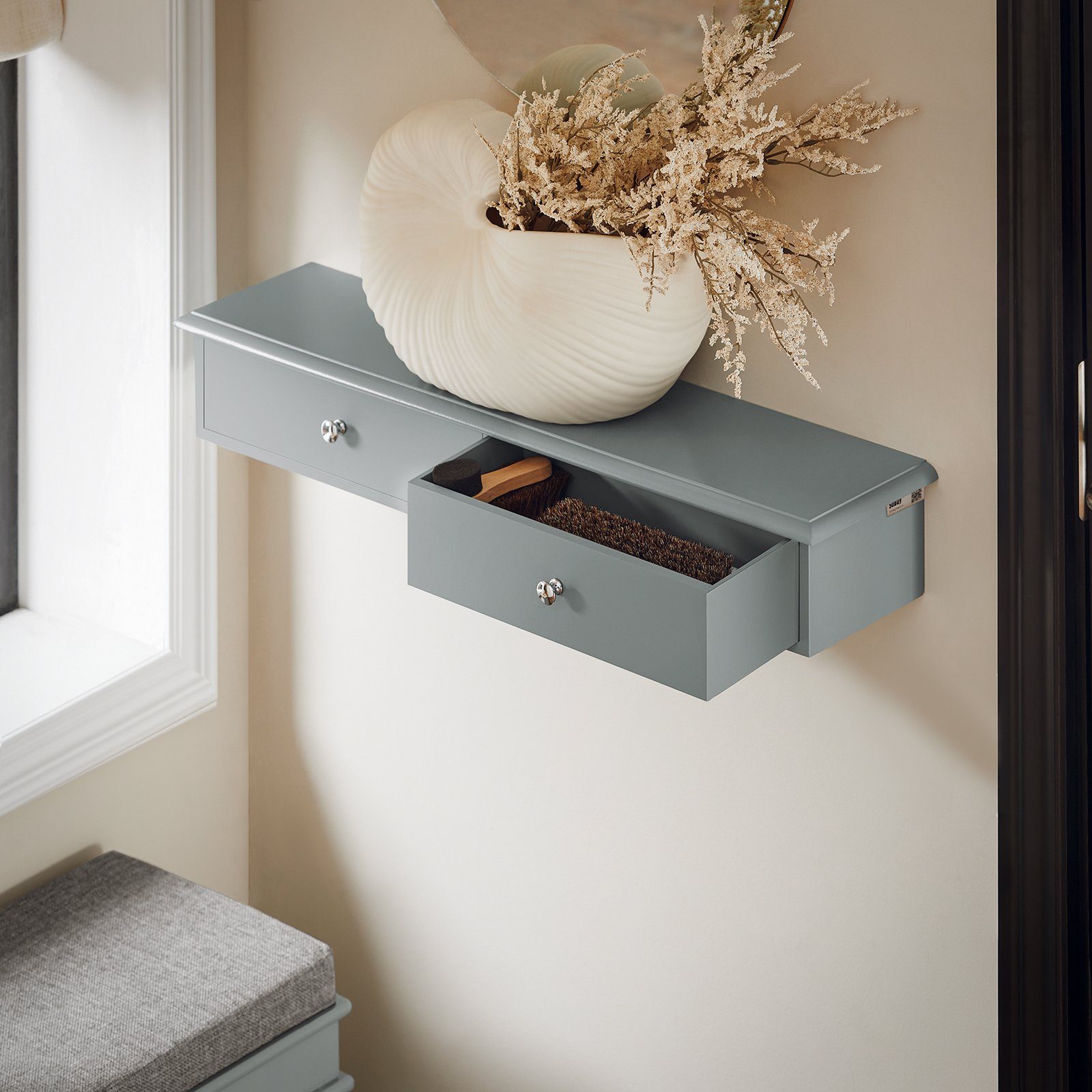 SoBuy Hängeschrank FRG43, Wandschrank mit 2/3 Schubladen, Badezimmerschrank Wandgarderobe mit Schubladen Hängeschrank Wandregal Hängeregal