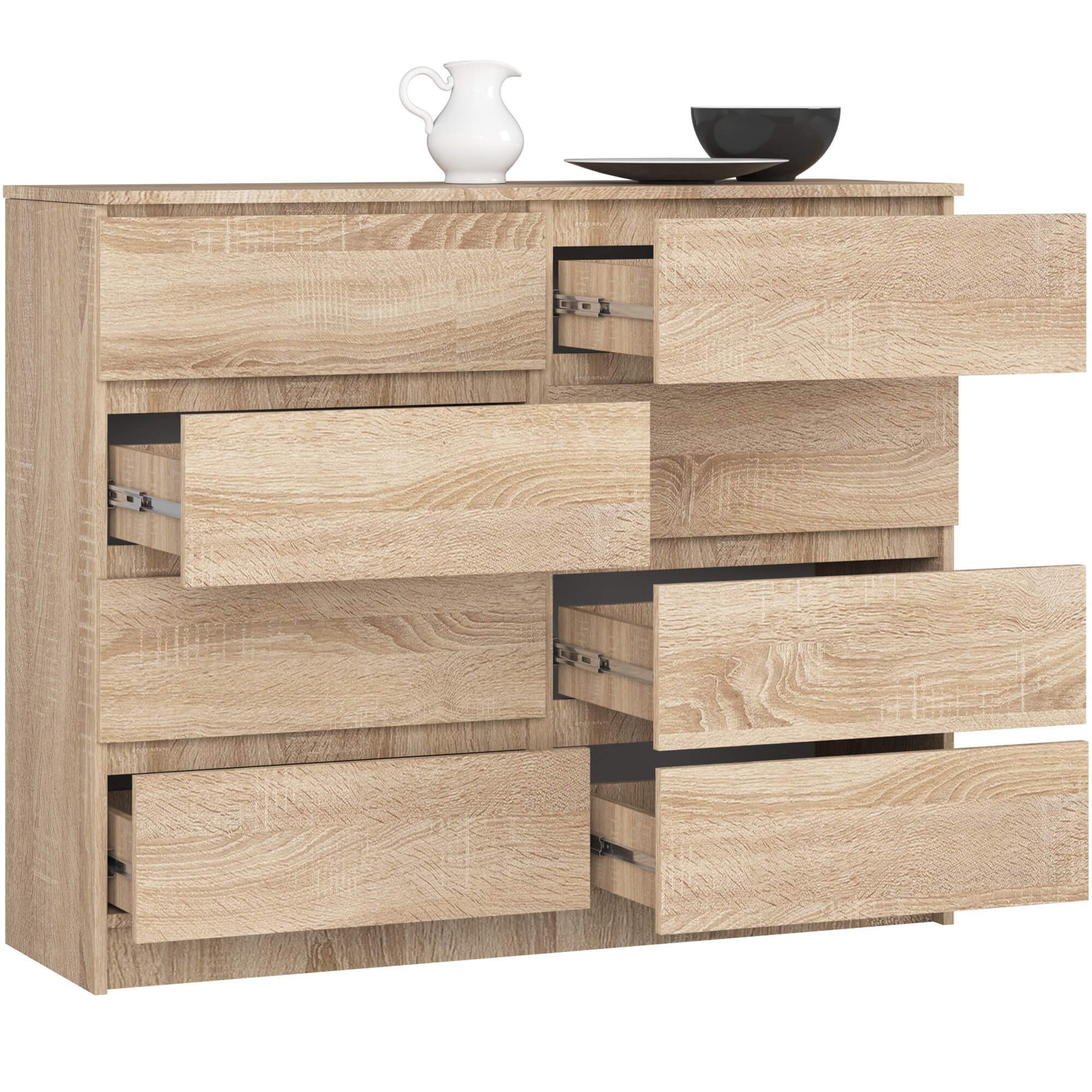 Raumhirsch Furniture Kommode mit 8 Schubladen 120 cm breit Holz Schrank Sideboard, (viele Farbvarianten - Maße: 120 x 99 x 40 cm) - Hochwertig & stabil – Bild 3 von 5