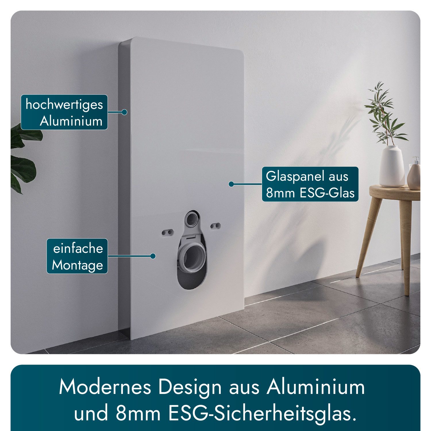 Bernstein Vorwandelement WC 805S, Sanitärmodul / Aufputz Spülkasten für Wand WC Toilette mit Sensor