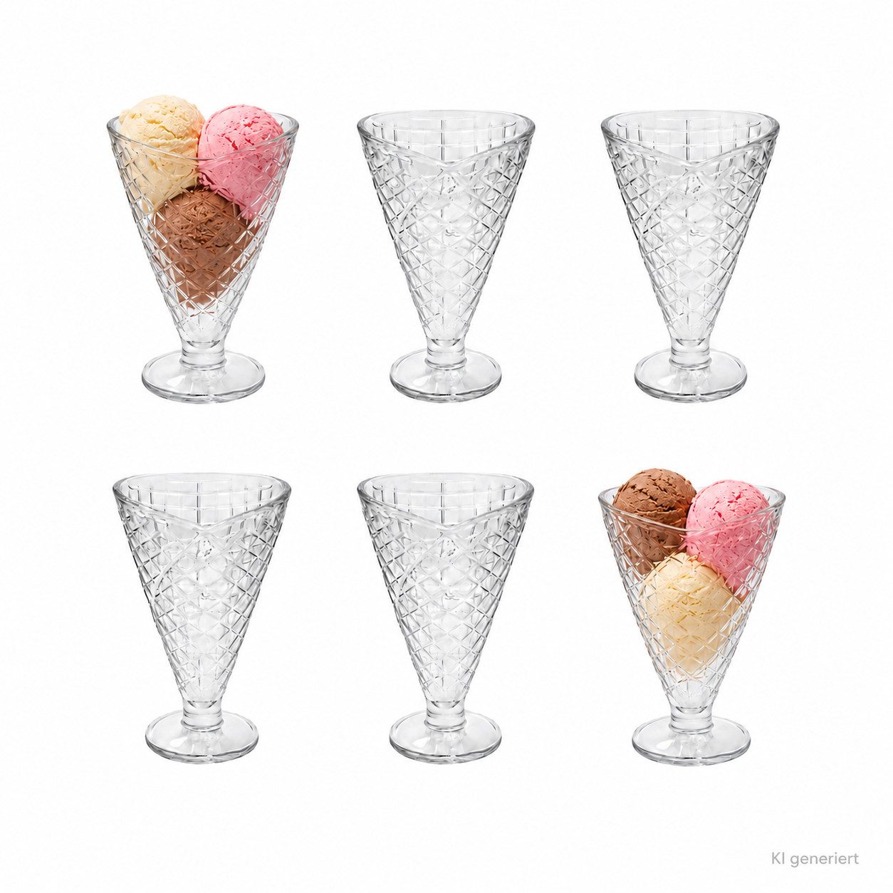 MamboCat Eisschale 6er Set COPA HELADO Eisbecher 340ml auf Fuß Glas, Glas