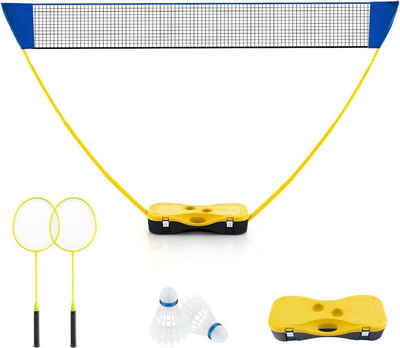KOMFOTTEU Badmintonnetz mit Stand, mit Schlägern, Federbällen & Aufbewahrungsbox