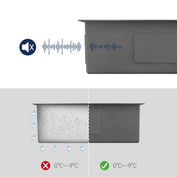 Auralum Edelstahlspüle Edelstahl Küchenspüle Einbauspüle Spülbecken mit Seifenspender, 44 x 49 x 20 cm, für Unterschränke ab 50 cm Breite