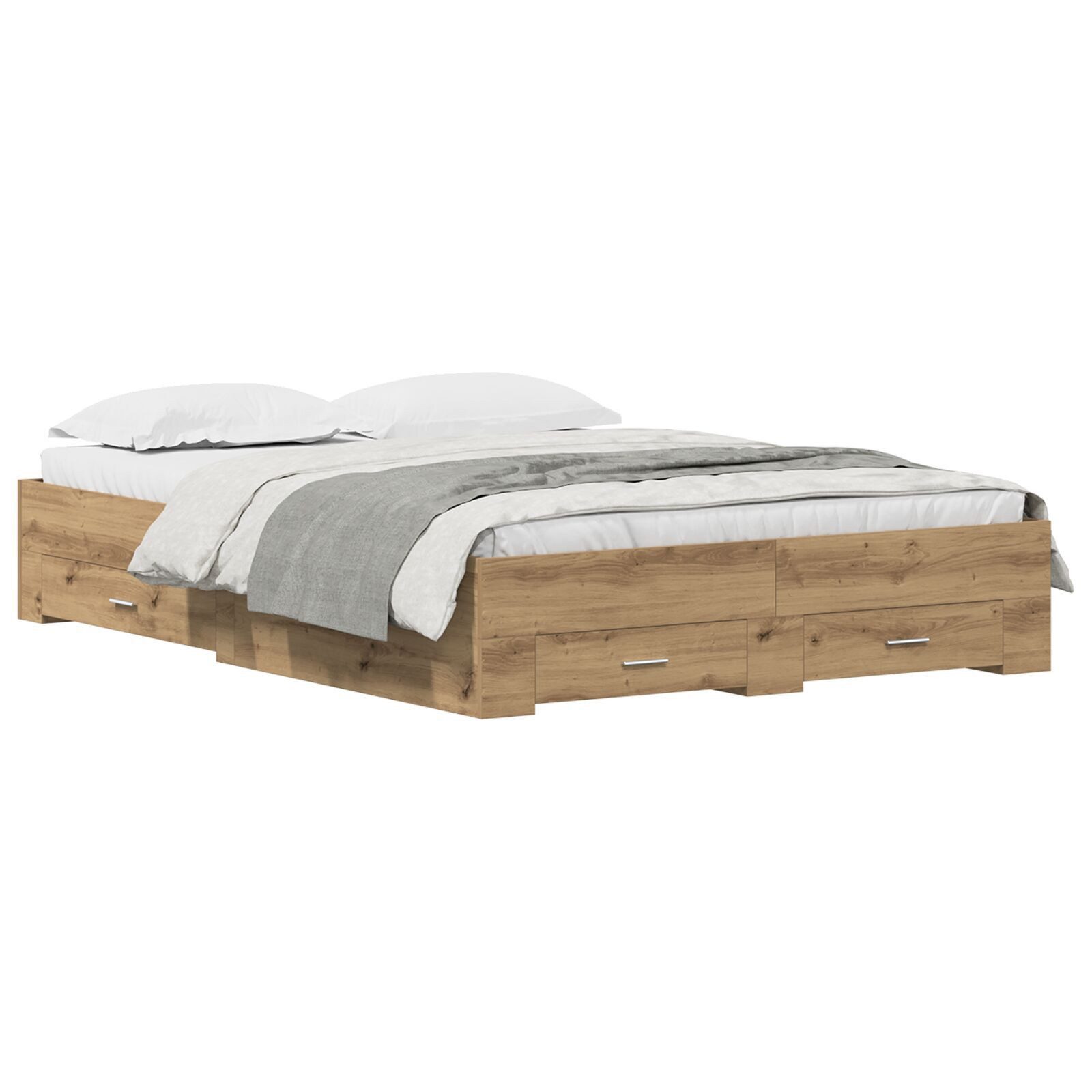 vidaXL Bett Bettgestell mit Schubladen Artisan Eiche Ingenieure Holz (1-tlg günstig online kaufen