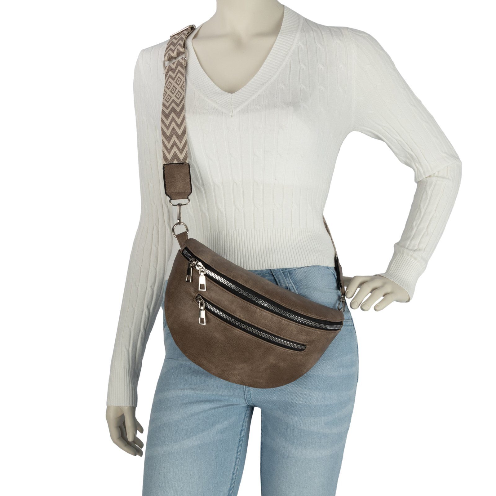 Umhängetasche Kunstleder Umhängetasche Bauchtasche Schultertasche, als Italy-De, Hüfttasche Crossbody-Bag Gürteltasche tragbar EARTHY CrossOver, EAAKIE