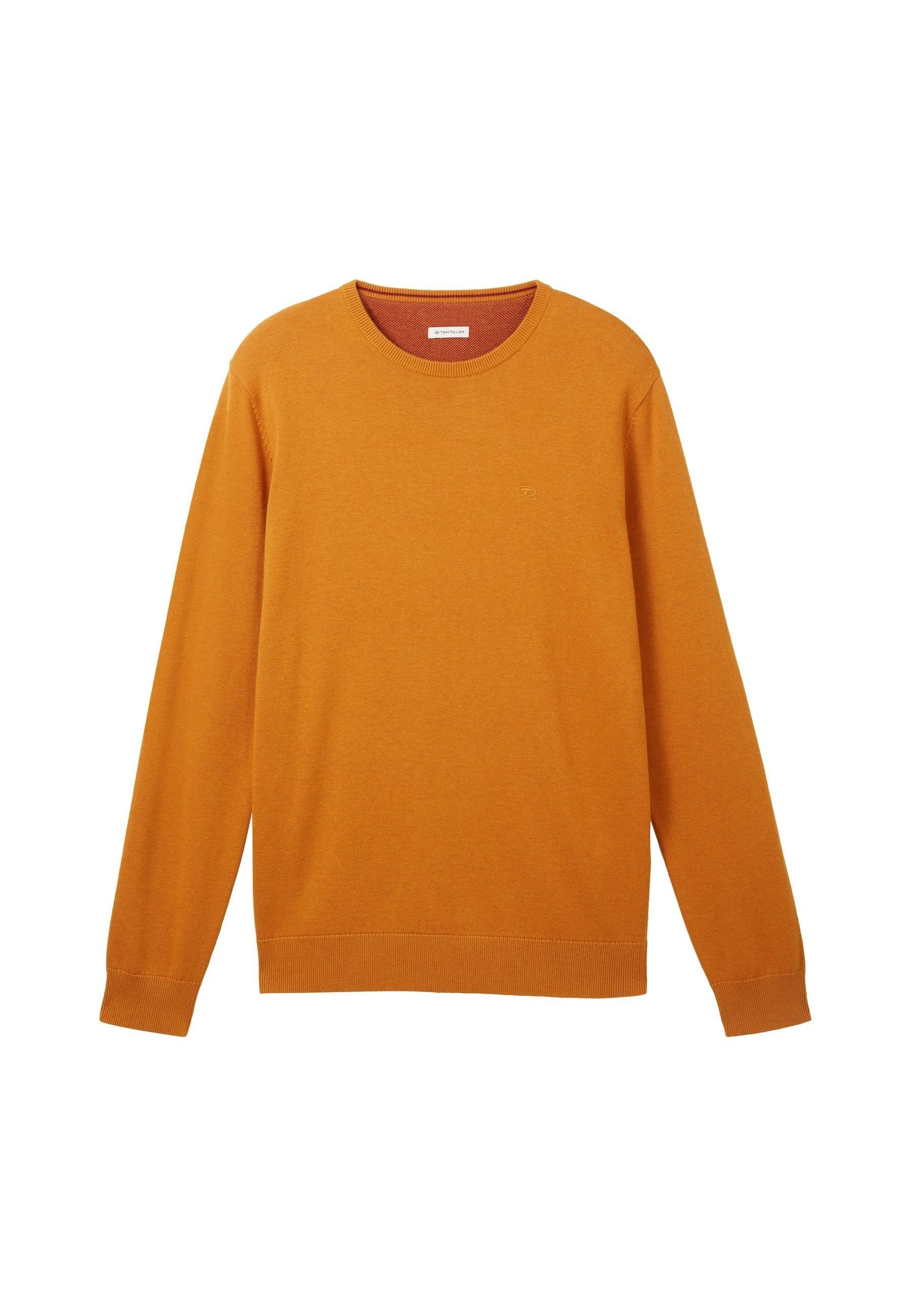 TOM TAILOR Sweatshirt Sweatshirt Pullover meliert mit Rippbündchen (1-tlg) orange
