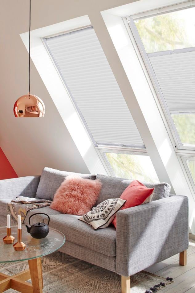 Dachfensterplissee StartUp Style Honeycomb sunlines, weiß TL, verspannt, verschraubt, mit Führungsschienen Lichtschutz