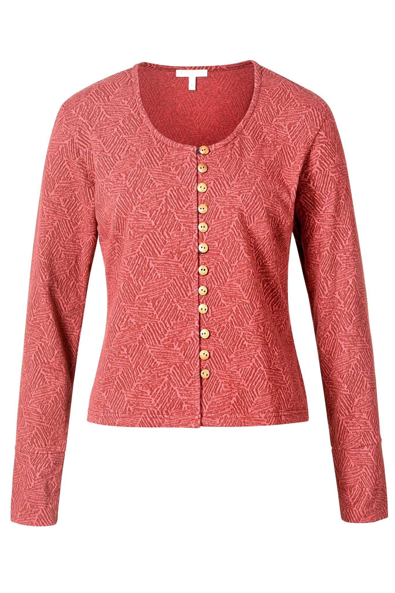 Cardigan Elegante Damen Jerseyjacke mit Jacquard-Muster aus Bio-Baumwolle