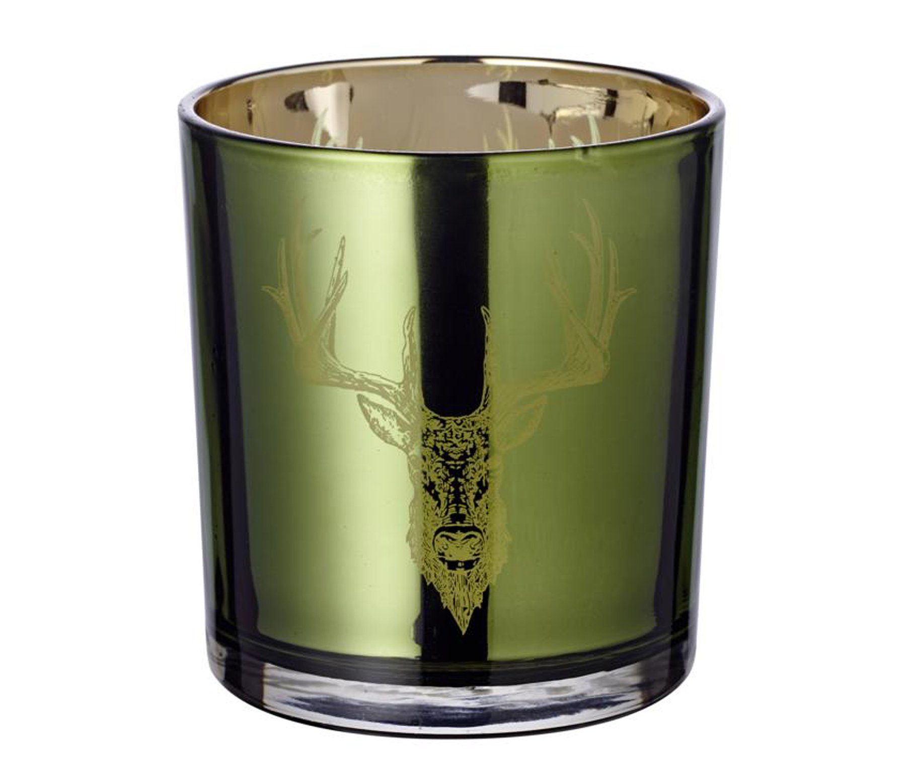 Teelichter cm Hirsch-Motiv Ø EDZARD Teelichthalter Gold-Optik, Kerzenglas-Set 8 cm, Maxiteelichter, Ted für (2er-Set), Höhe 7 mit in Windlicht für