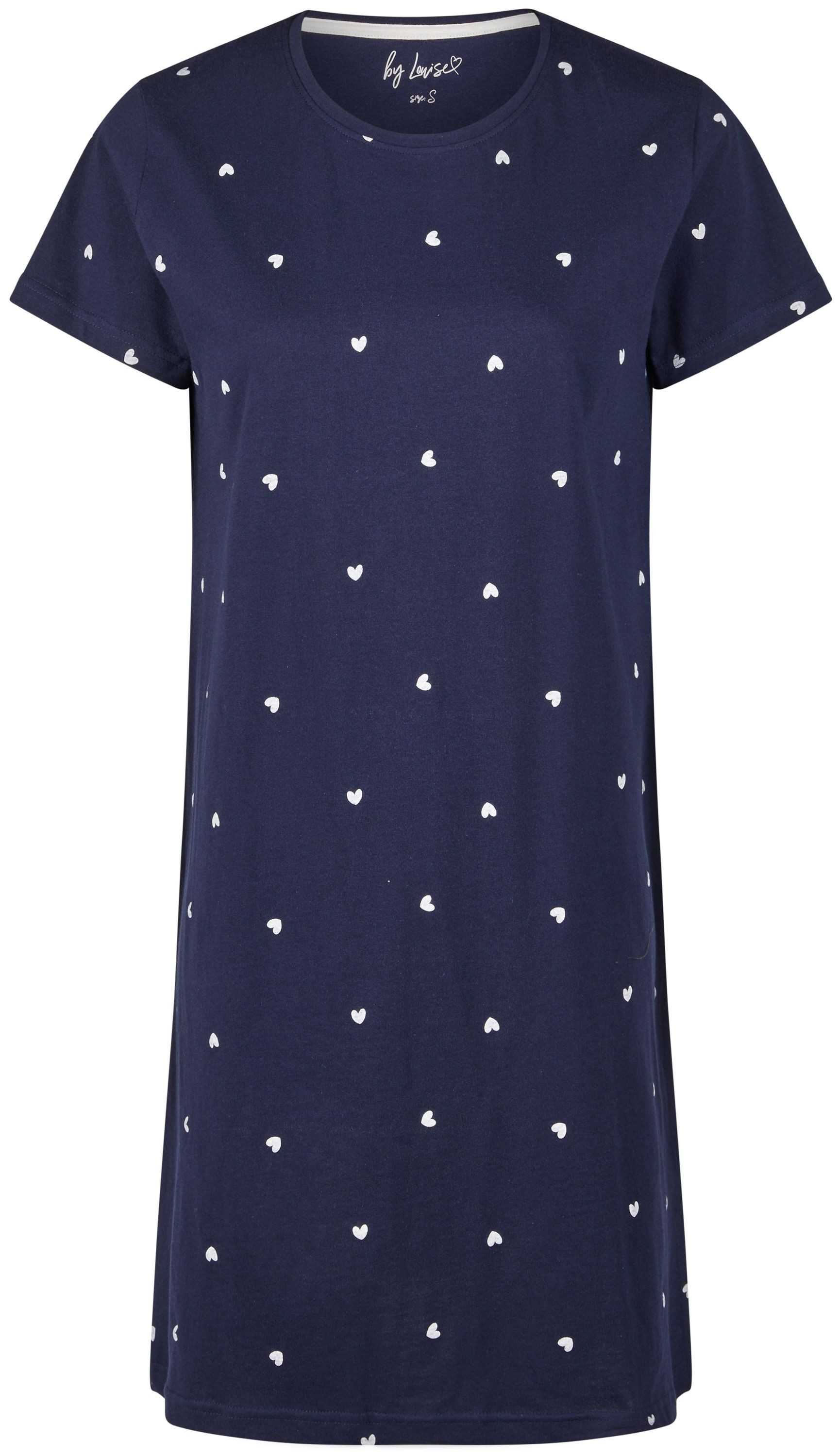 By Louise Nachthemd Sleep Chic (Set, 1-tlg., 1-teilig) Damen Sleepshirt ca.90cm lang Kurzarm Baumwolle