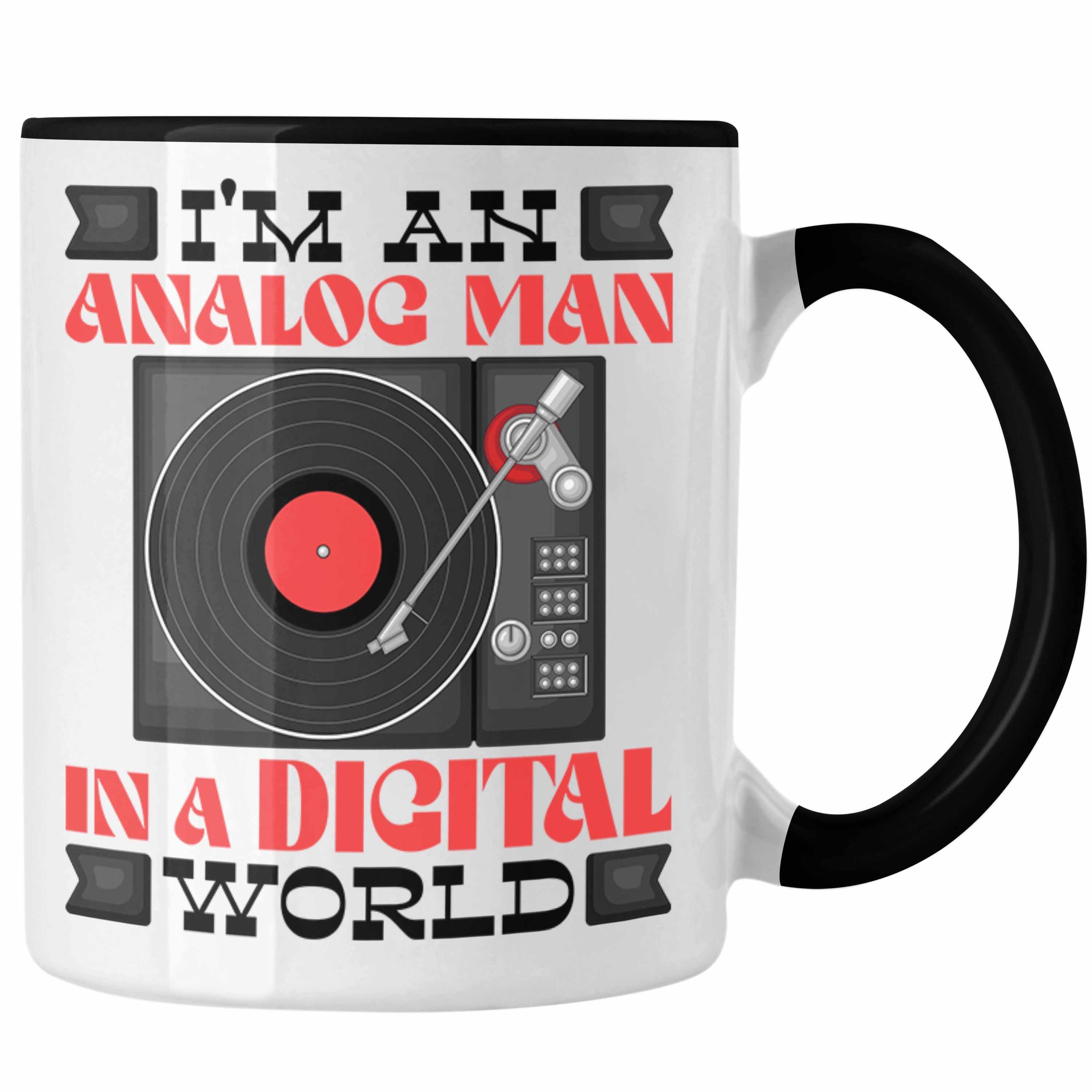 Trendation Tasse Lustige Tasse "I'm an Analog Man in a Digital World" Geschenkidee für Schwarz