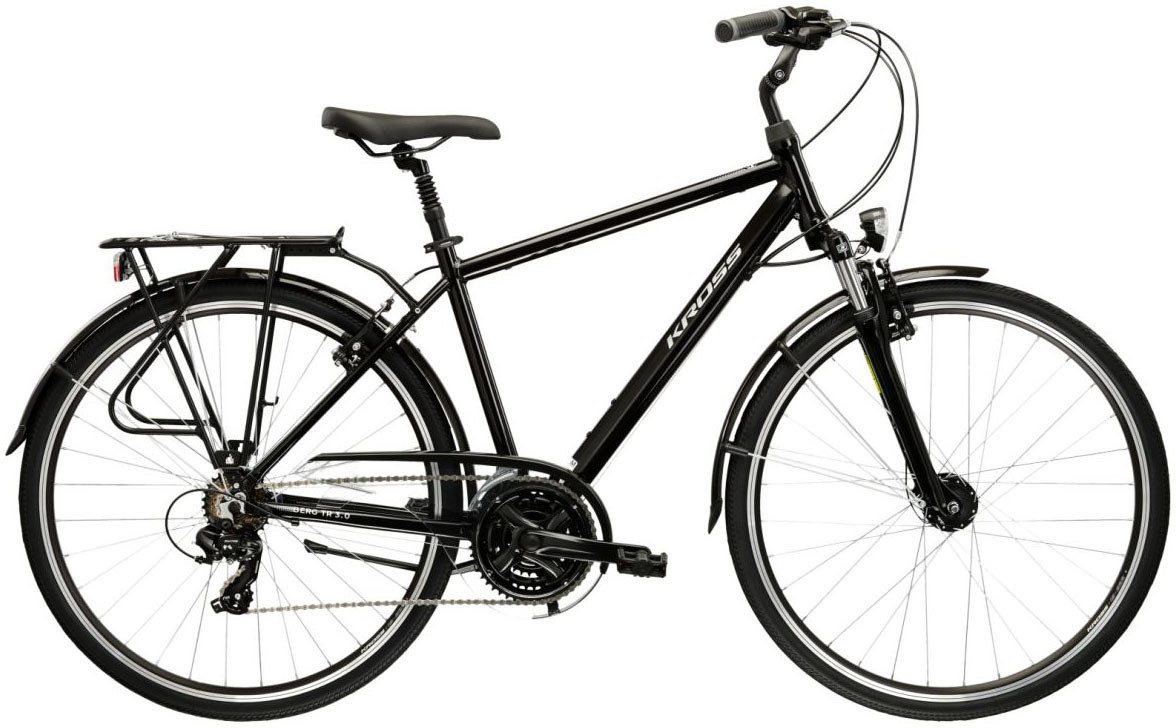 Kross Trekkingrad Herren-Trekkingrad 28" Berg TR 3.0 Schwarz 21 Gänge, 21 Gang Shimano TOURNEY TY300 Schaltwerk, Kettenschaltung