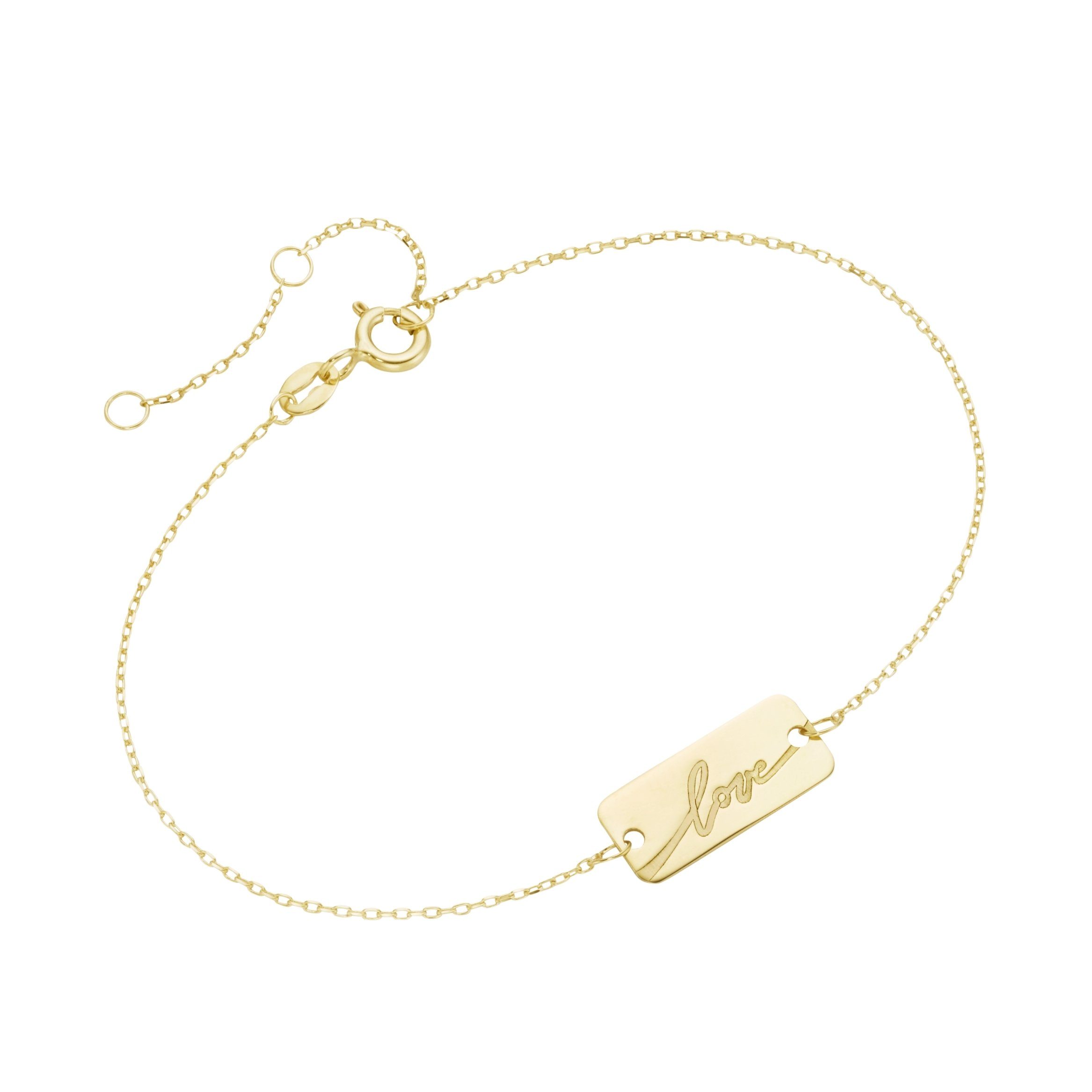 Luigi Merano mit Armband Love, Gold mit Plättchen Schriftzug 375