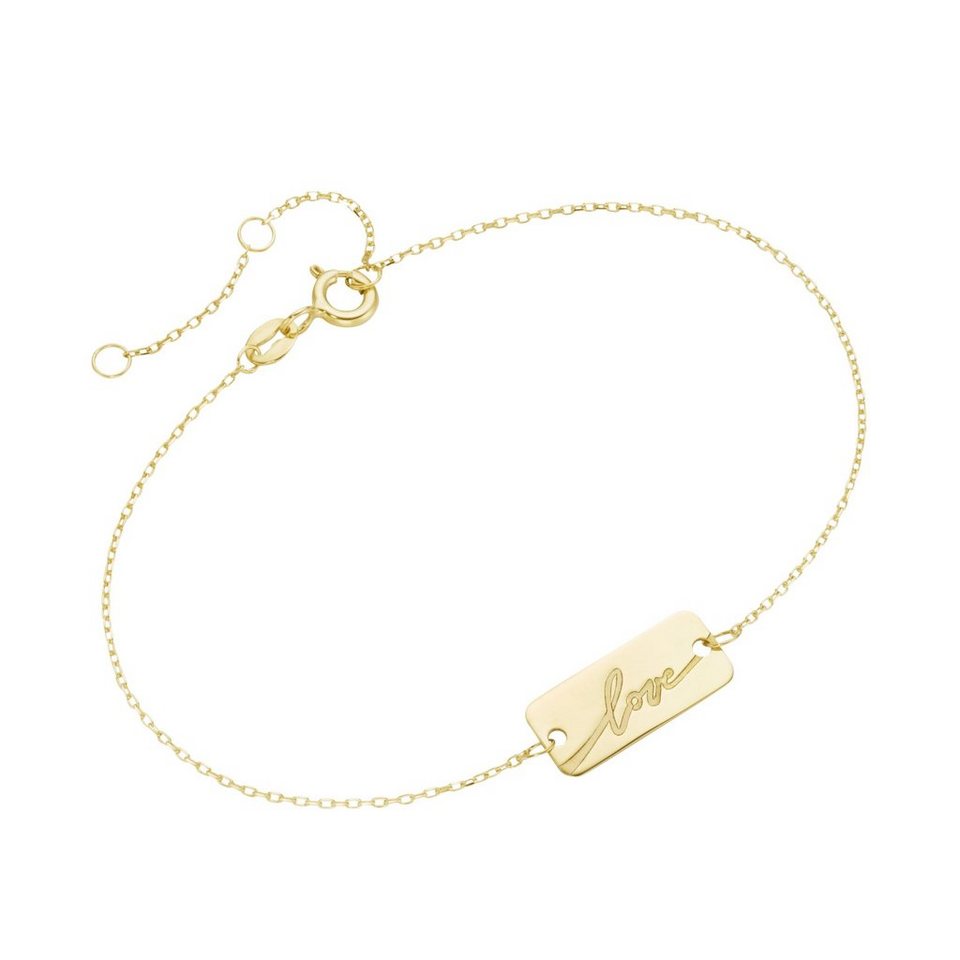 Luigi Merano Armband mit Plättchen mit Schriftzug Love, Gold 375